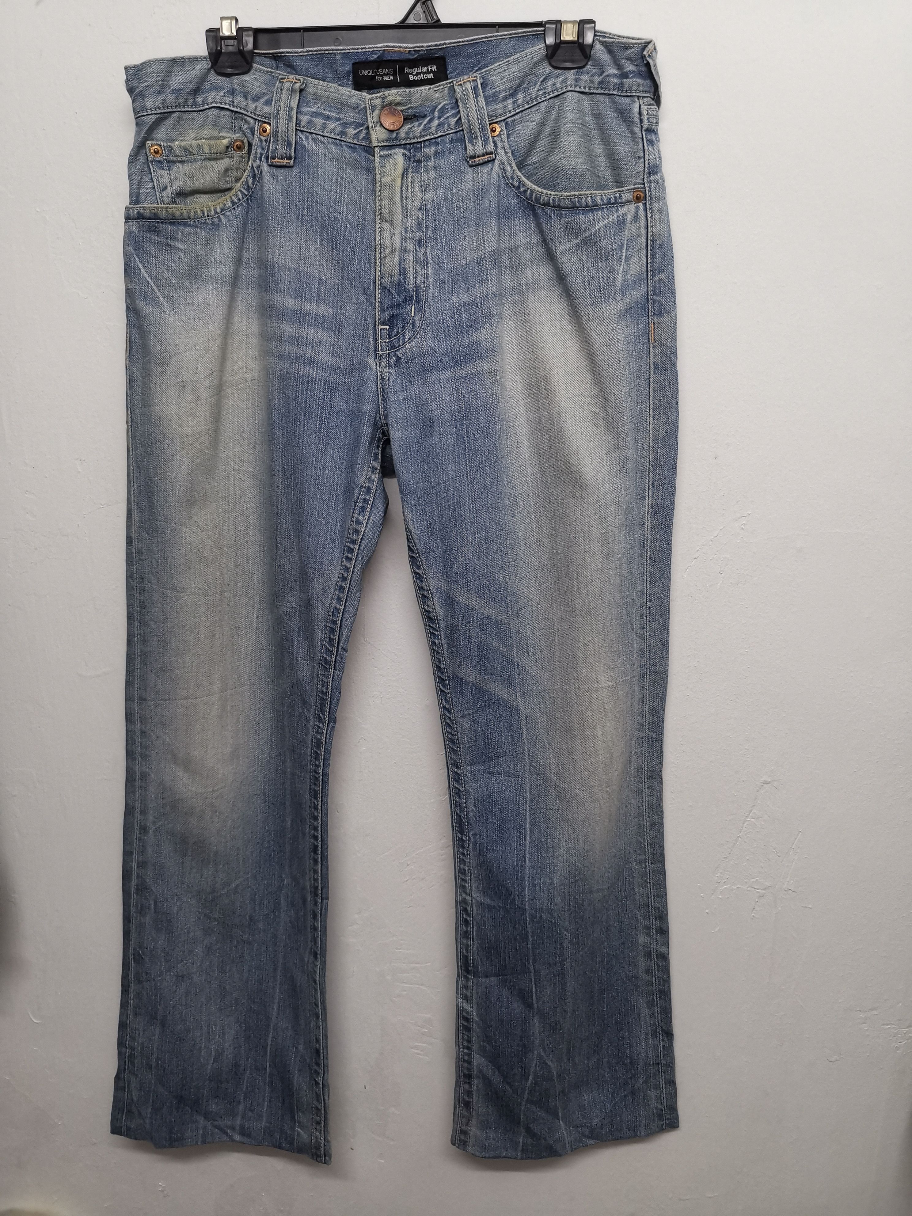 image of Bootcut Uniqlo For Men Regular Fit Denim in Blue (Size 34)