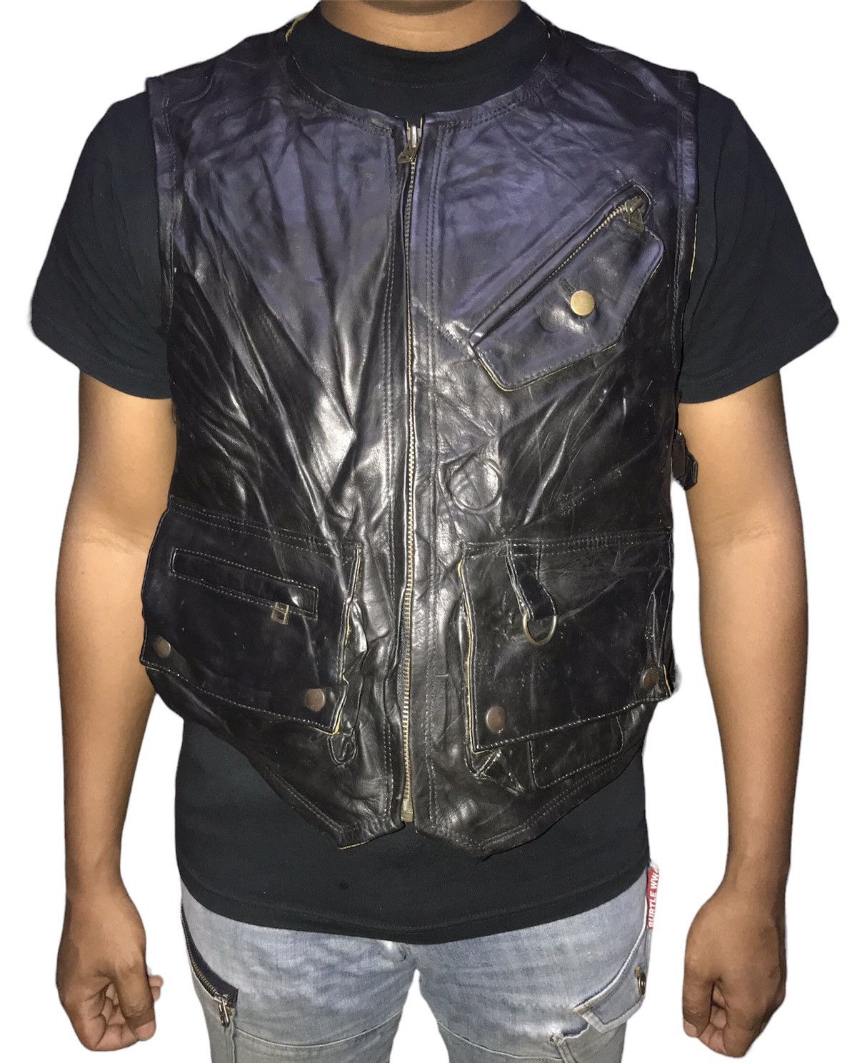 Japanese Brand Vintage Harold’s Gear Multi Pocket Leather Biker Jacket Size US S / EU 44-46 / 1 - 2 Thumbnail