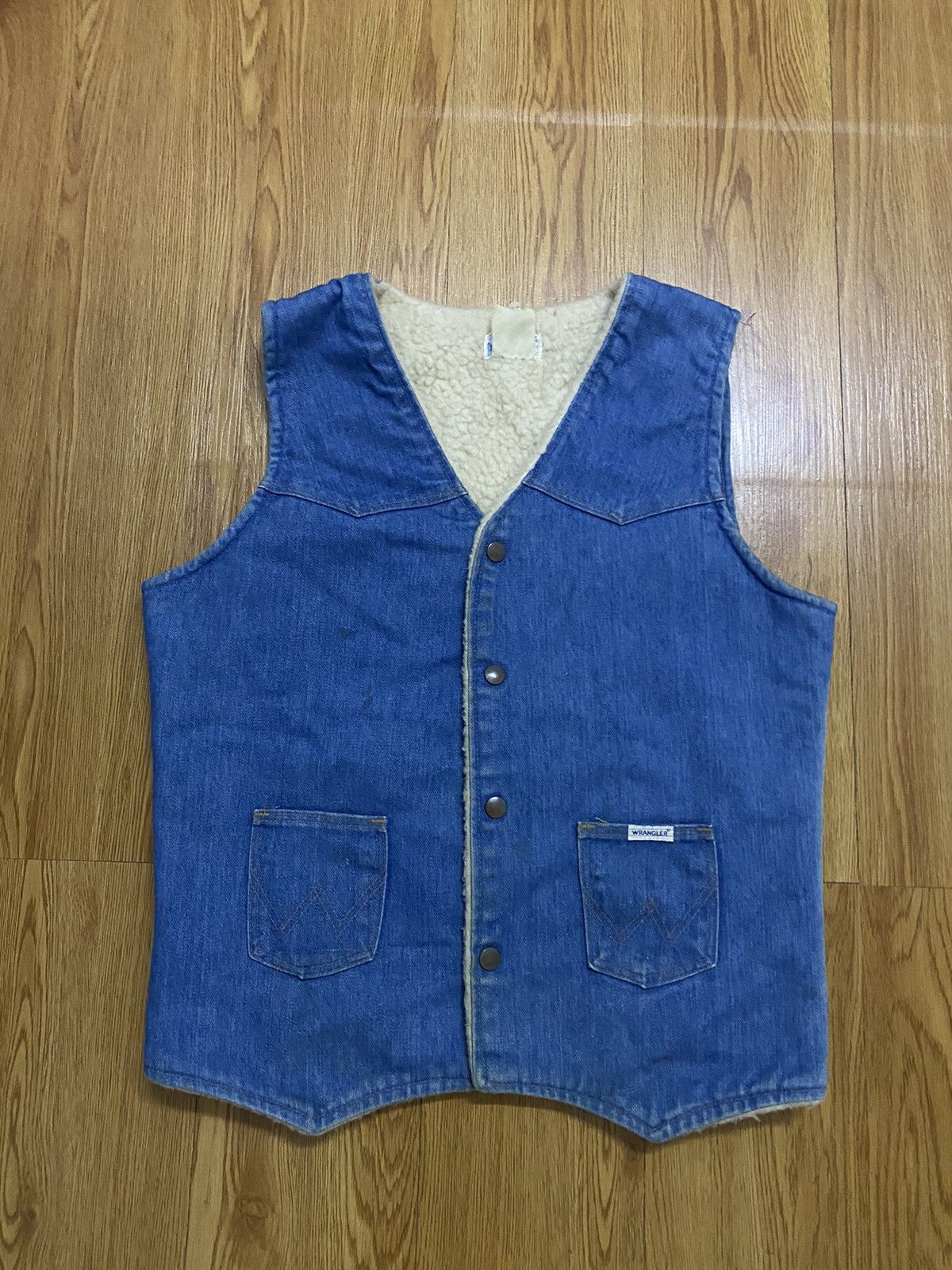 Vintage × Wrangler Vintage Wrangler Denim Sherpa Vest Jacket Size US M / EU 48-50 / 2 - 1 Thumbnail