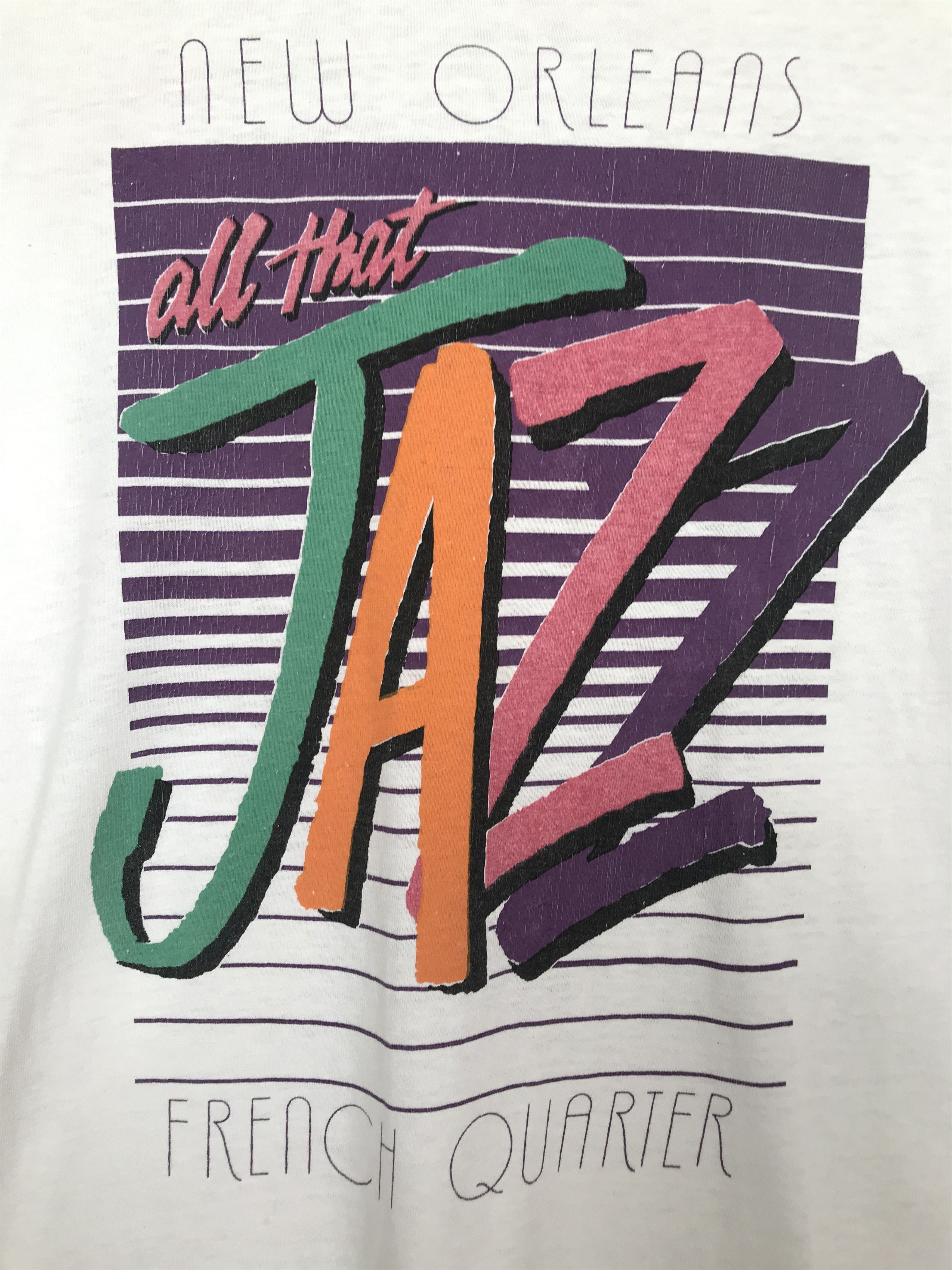 Vintage 90s NEW ORLEANS JAZZ French Quarter Graphic Art Size US M / EU 48-50 / 2 - 2 Thumbnail