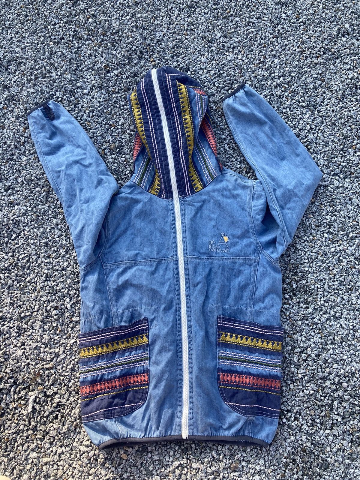 image of Go Slow Caravan Native Full Zipper Jacket in Blue, Men's (Size Medium)