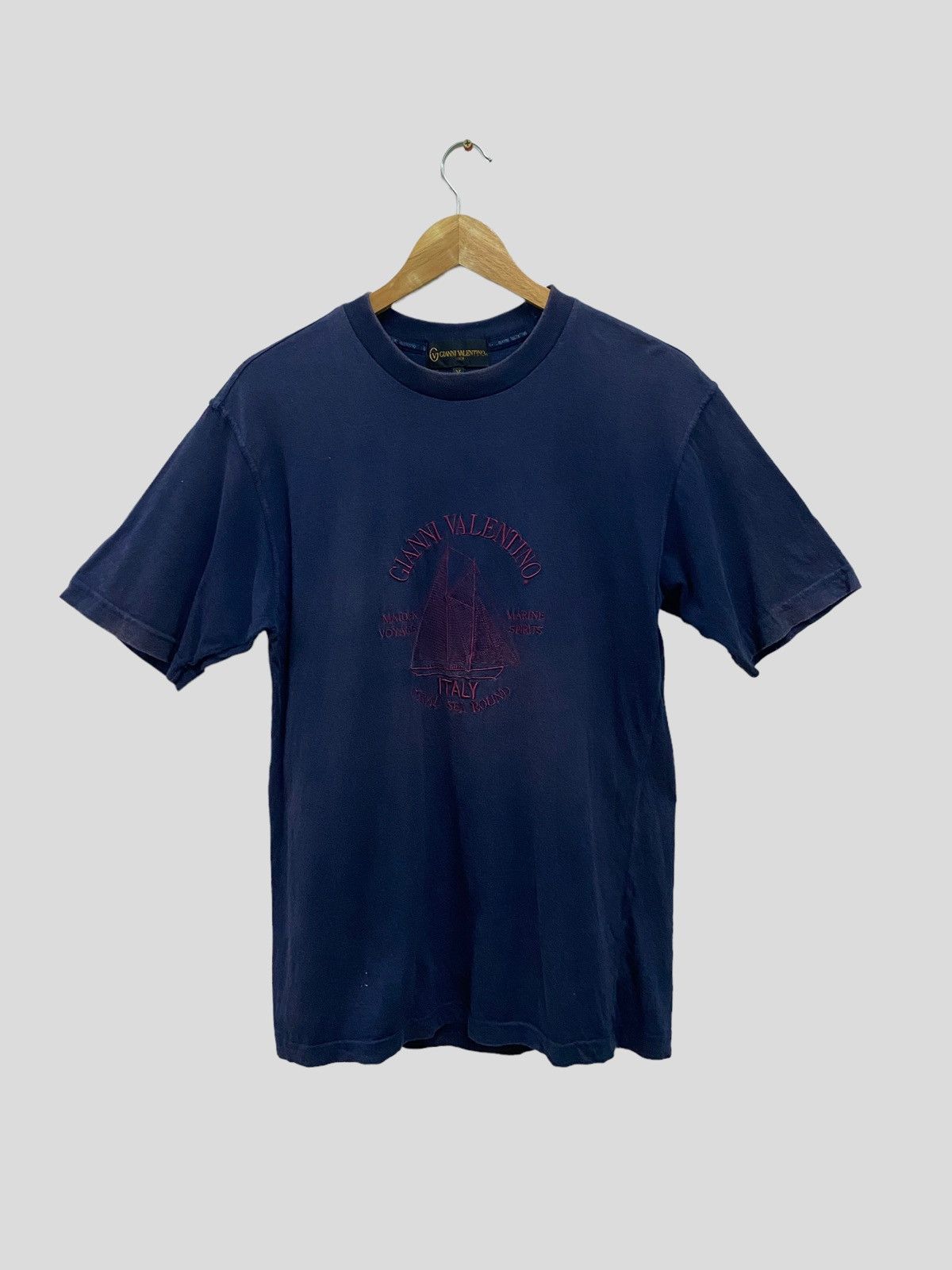 Gianni Valentino × Vintage VINTAGE GIANNI VALENTINO MARINE EMBROIDERED FADED TSHIRT Size US S / EU 44-46 / 1 - 1 Thumbnail