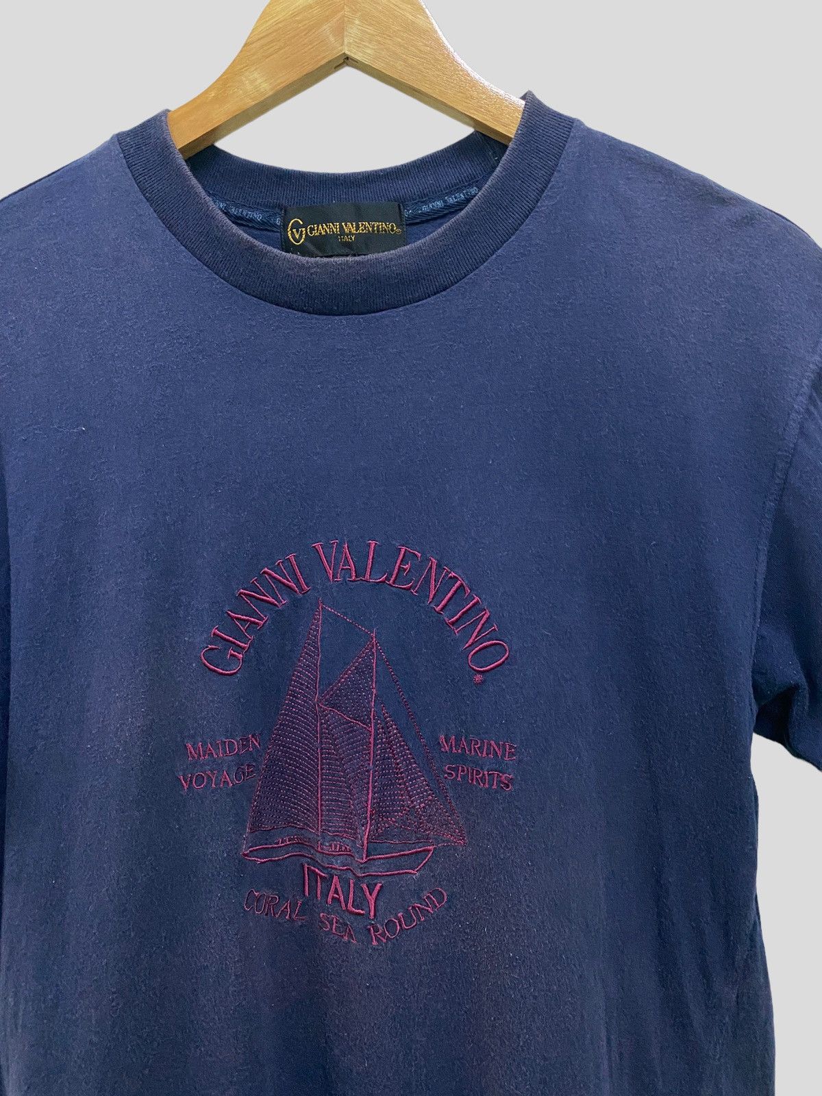Gianni Valentino × Vintage VINTAGE GIANNI VALENTINO MARINE EMBROIDERED FADED TSHIRT Size US S / EU 44-46 / 1 - 4 Thumbnail