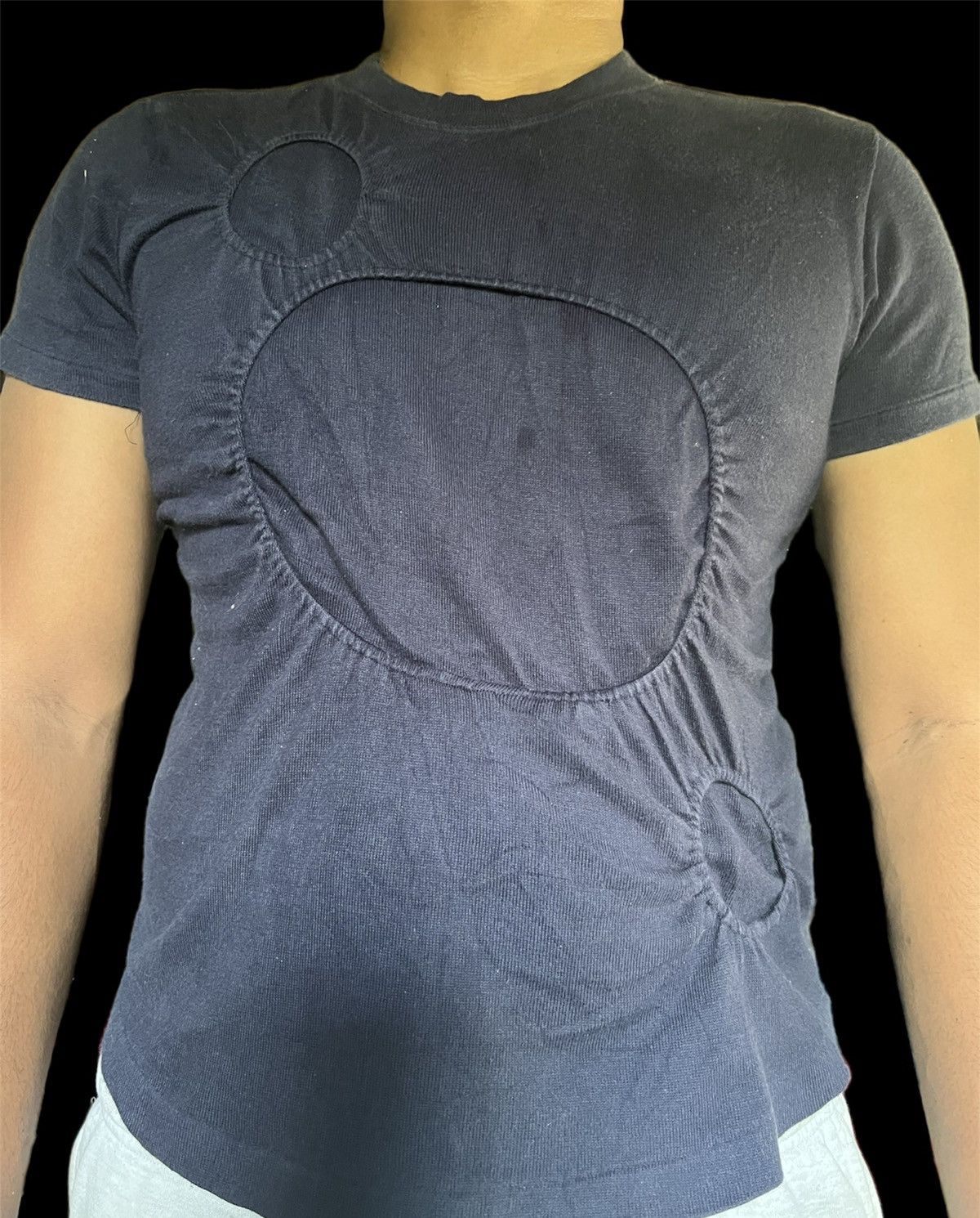 image of Issey Miyake Graft Design Tshirt in Black, Women's (Size Medium)
