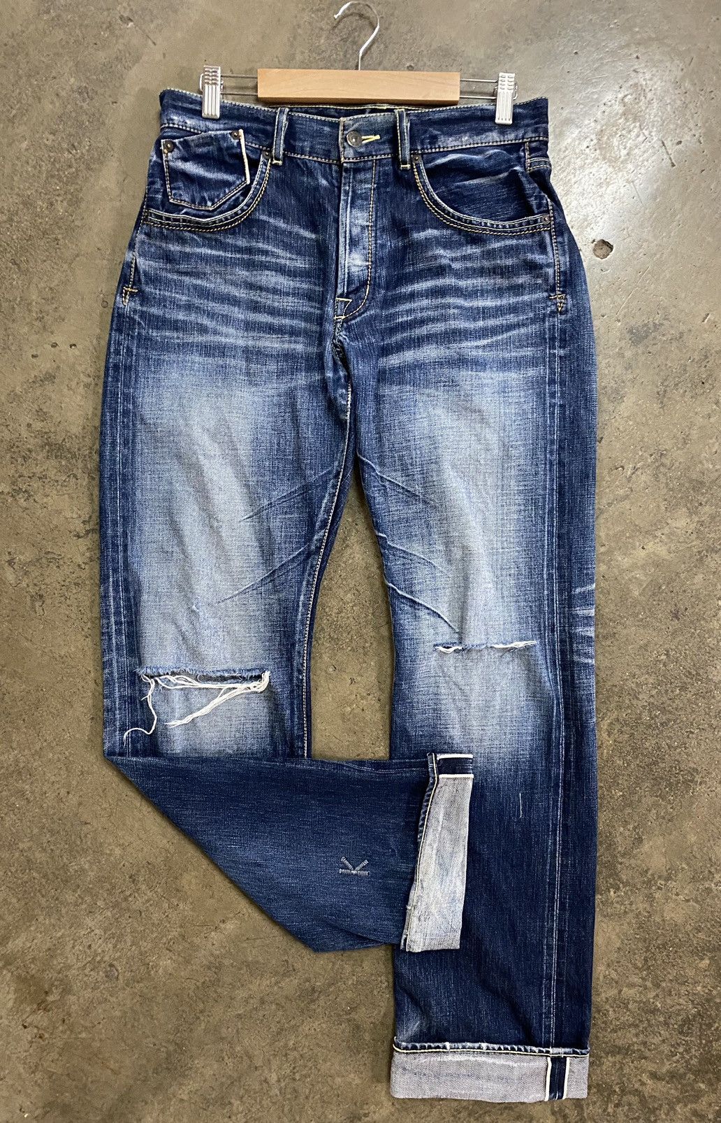 Japanese Brand × Vintage Vintage Thrashed Kunna Distressed Denim Pants Size 30" / US 8 / IT 44 - 1 Thumbnail
