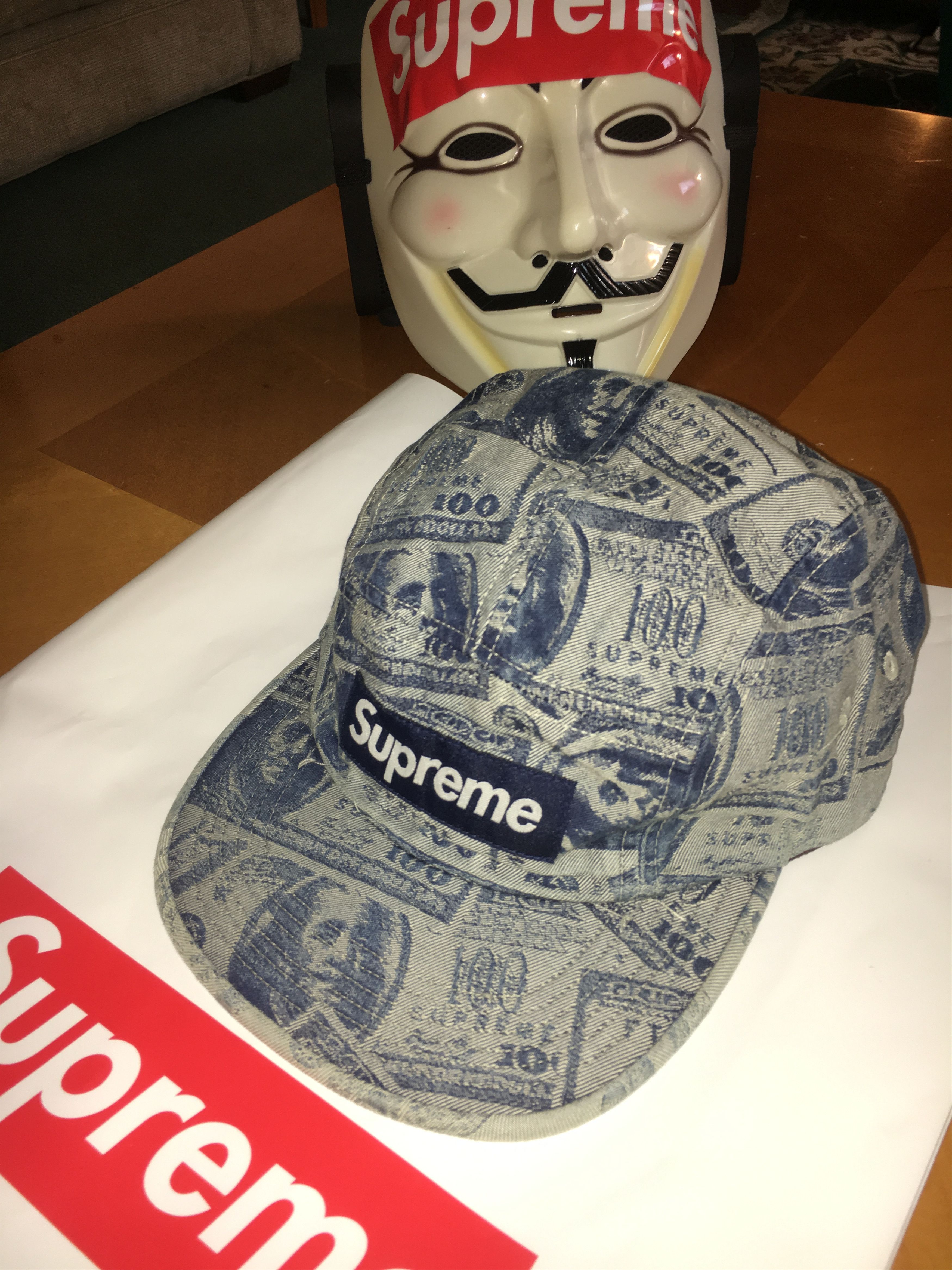 supreme 100 dollar bill hat