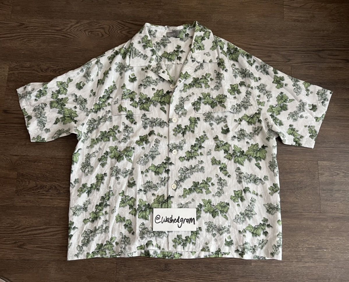 Dior × Kim Jones Oblique Logo Hawaiian Leaf Shirt 2021 Amoako Boafo Size US XL / EU 56 / 4 - 1 Thumbnail