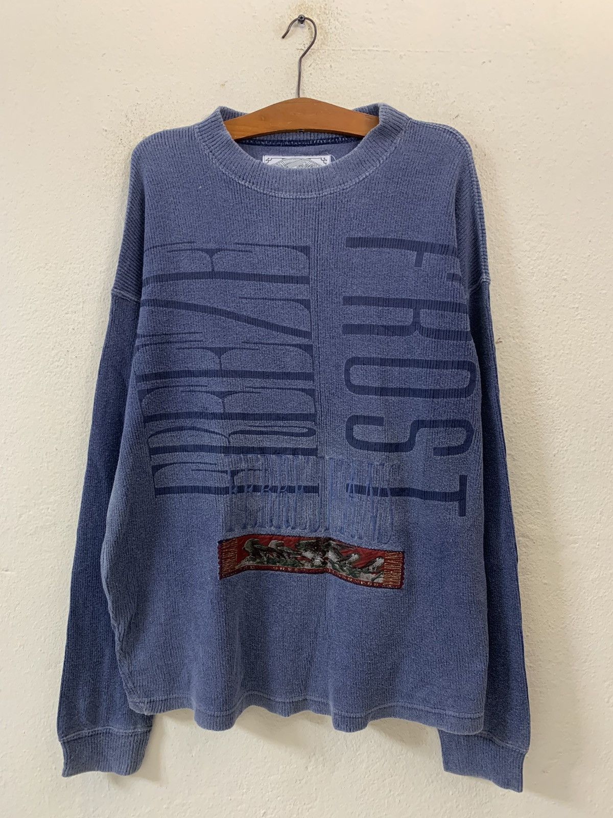 image of Ferre Jeans Spellout Sweatshirt in Blue, Men's (Size Large)