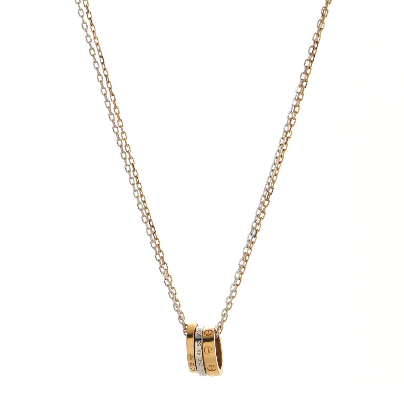 Cartier Love 3 Ring Pendant Necklace 18K Rose Gold and 18K White | Grailed