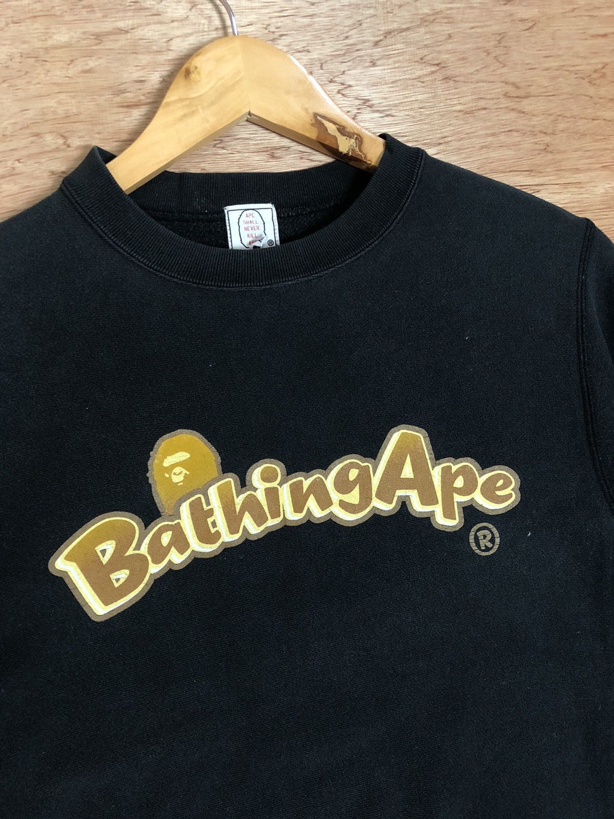 Bape × Vintage Bathing Ape Spellout Black Jumper Size US XS / EU 42 / 0 - 4 Thumbnail