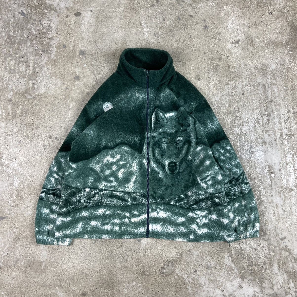 Japanese Brand EMERALD SHERPA 1990s AMAZING WOLF TEDDY FLEECE JACKET Size US XL / EU 56 / 4 - 1 Thumbnail