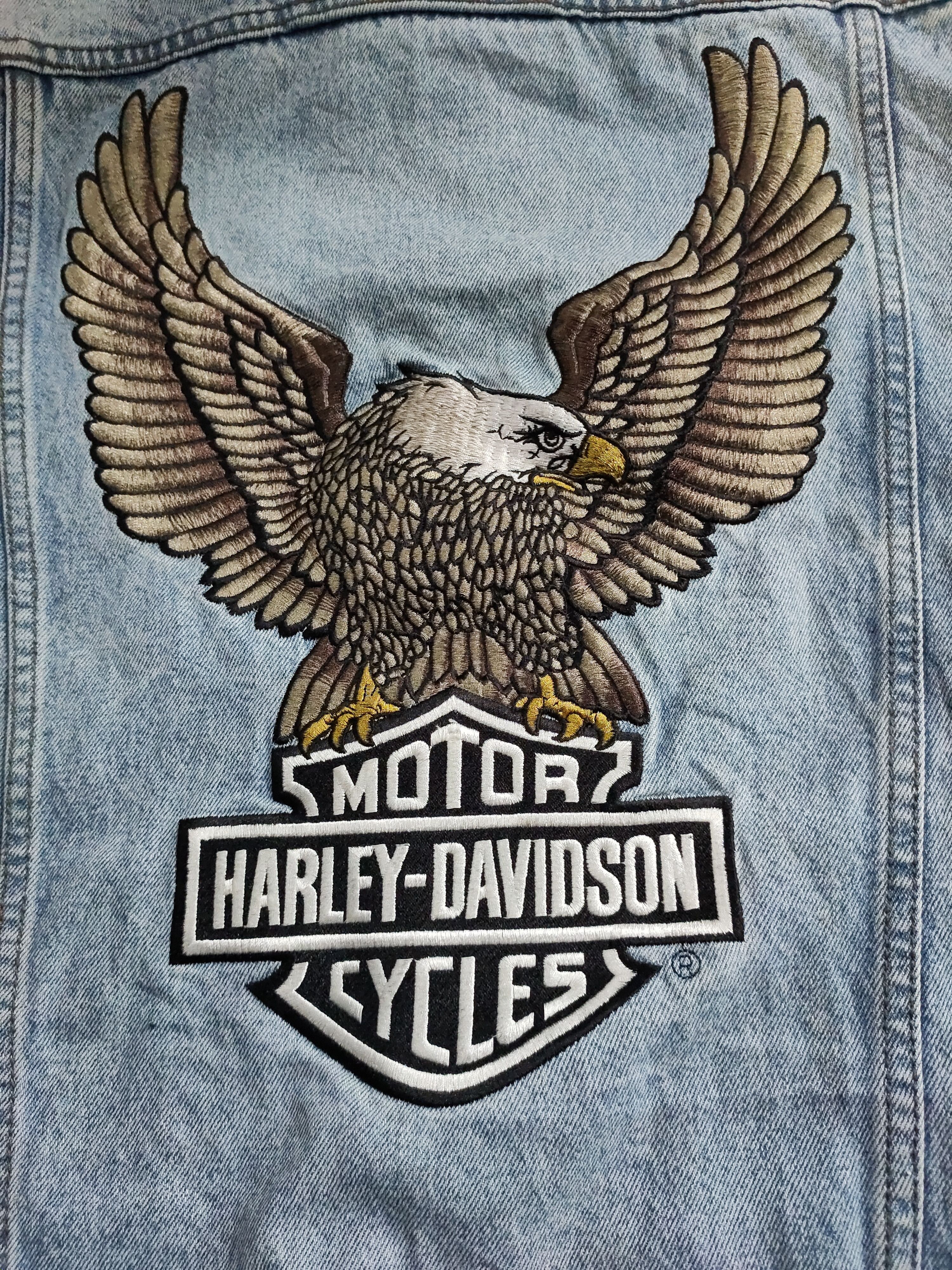 Harley Davidson × Vintage Trucker Jacket denim Harley Davidson vintage less sleeve Size US S / EU 44-46 / 1 - 2 Thumbnail