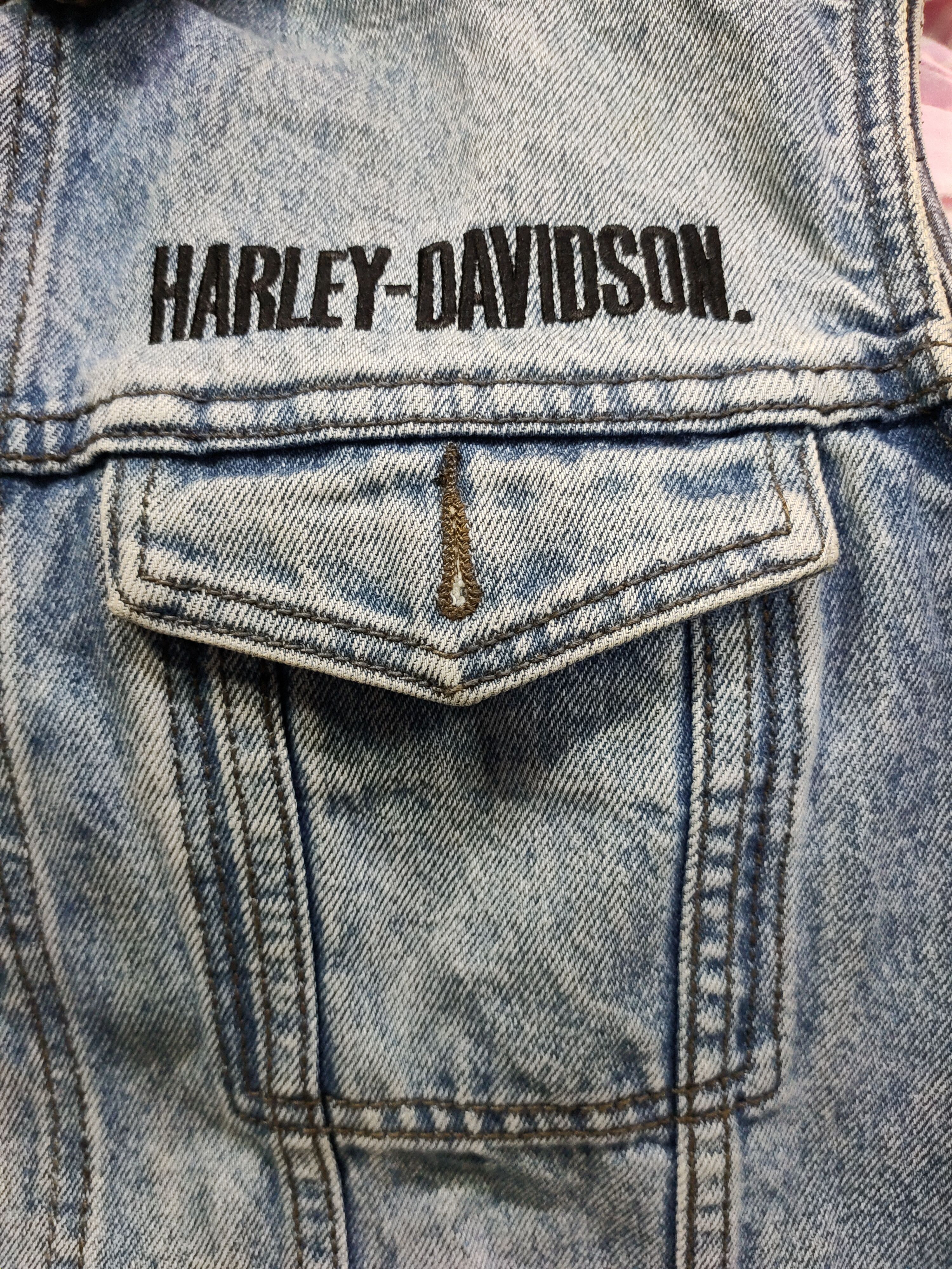 Harley Davidson × Vintage Trucker Jacket denim Harley Davidson vintage less sleeve Size US S / EU 44-46 / 1 - 5 Thumbnail