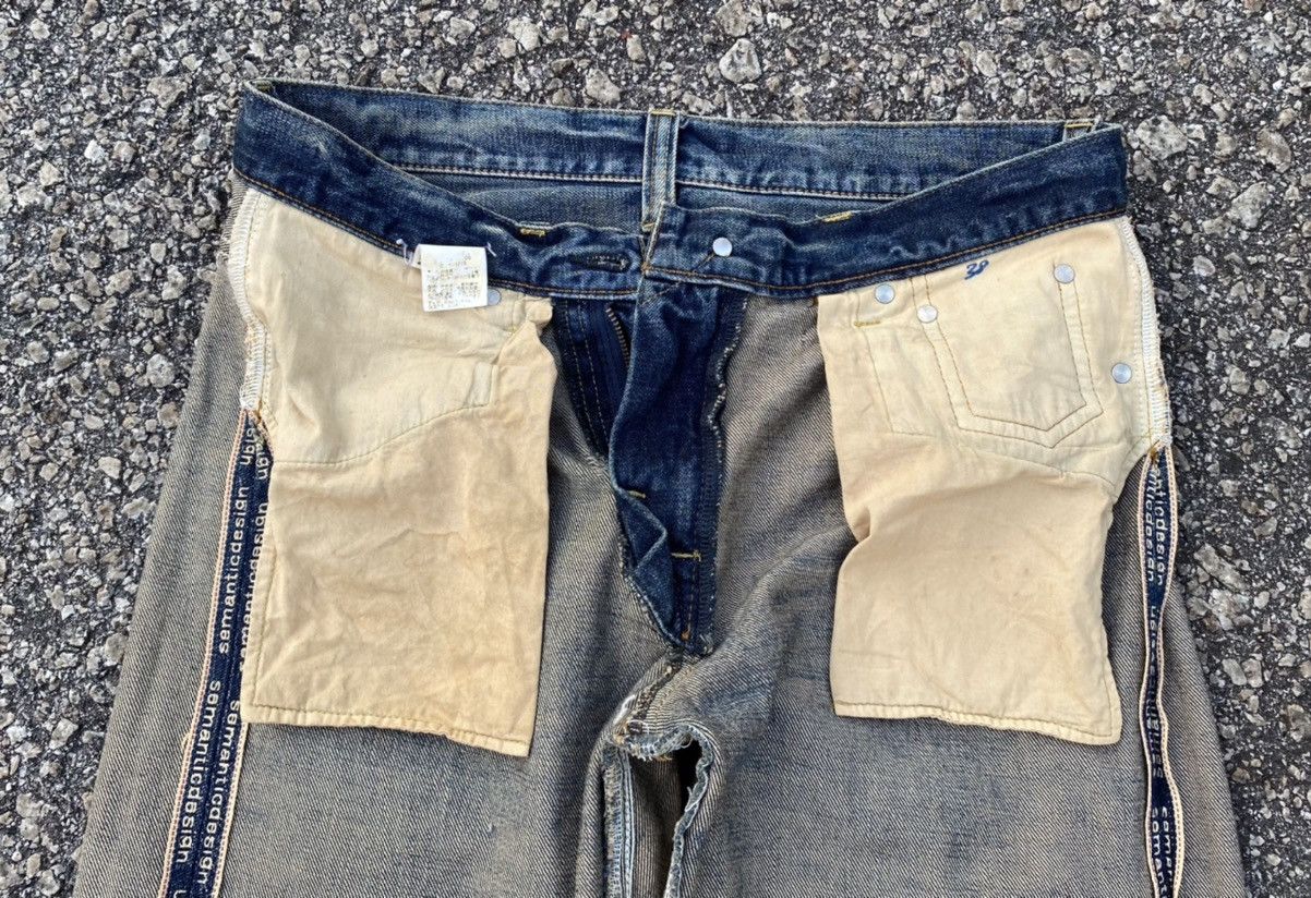 Vintage 🇯🇵 SEMANTIC DESIGN SELVEDGE REDLINE DISTRESSED DENIM JEANS Size US 31 - 13 Thumbnail