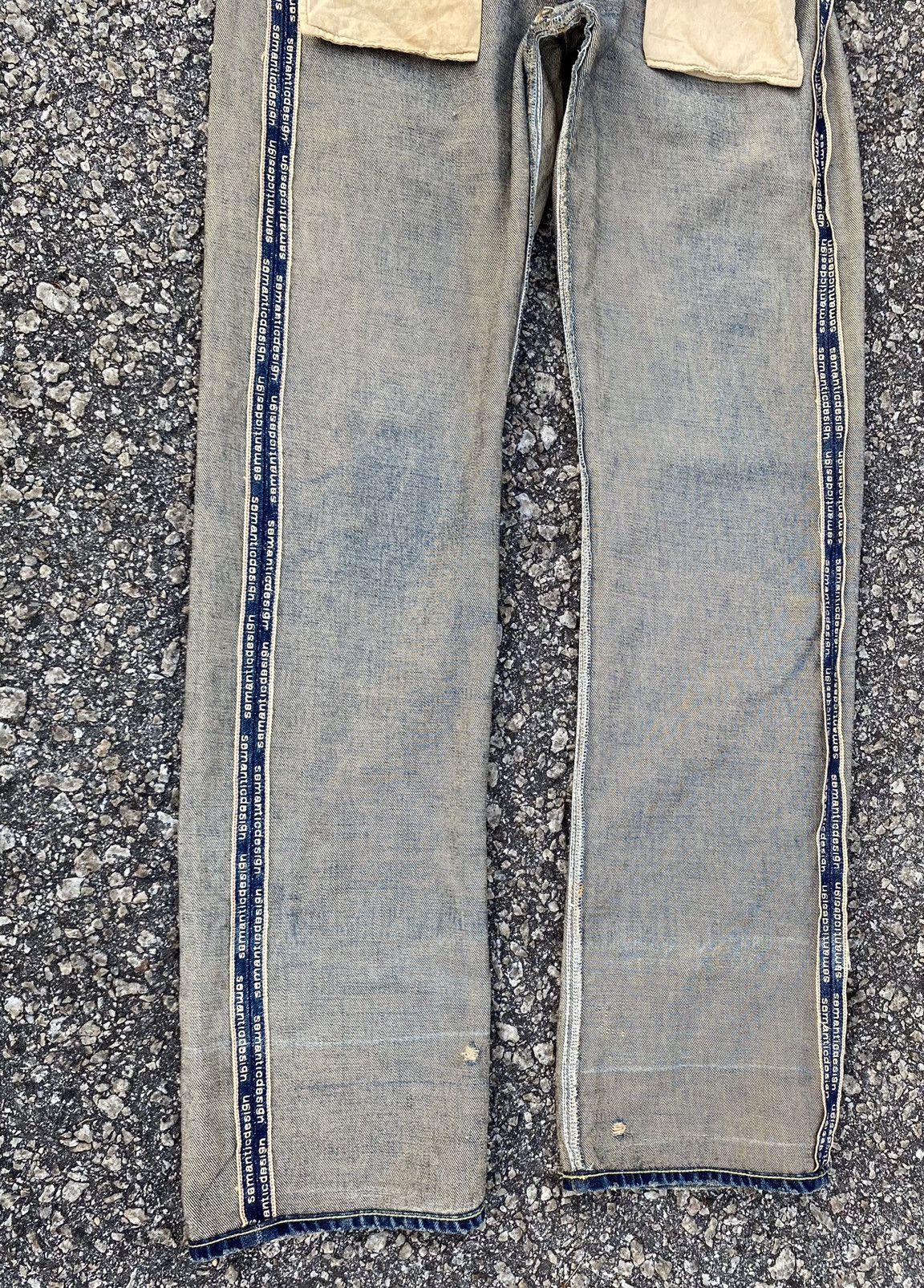 Vintage 🇯🇵 SEMANTIC DESIGN SELVEDGE REDLINE DISTRESSED DENIM JEANS Size US 31 - 11 Thumbnail