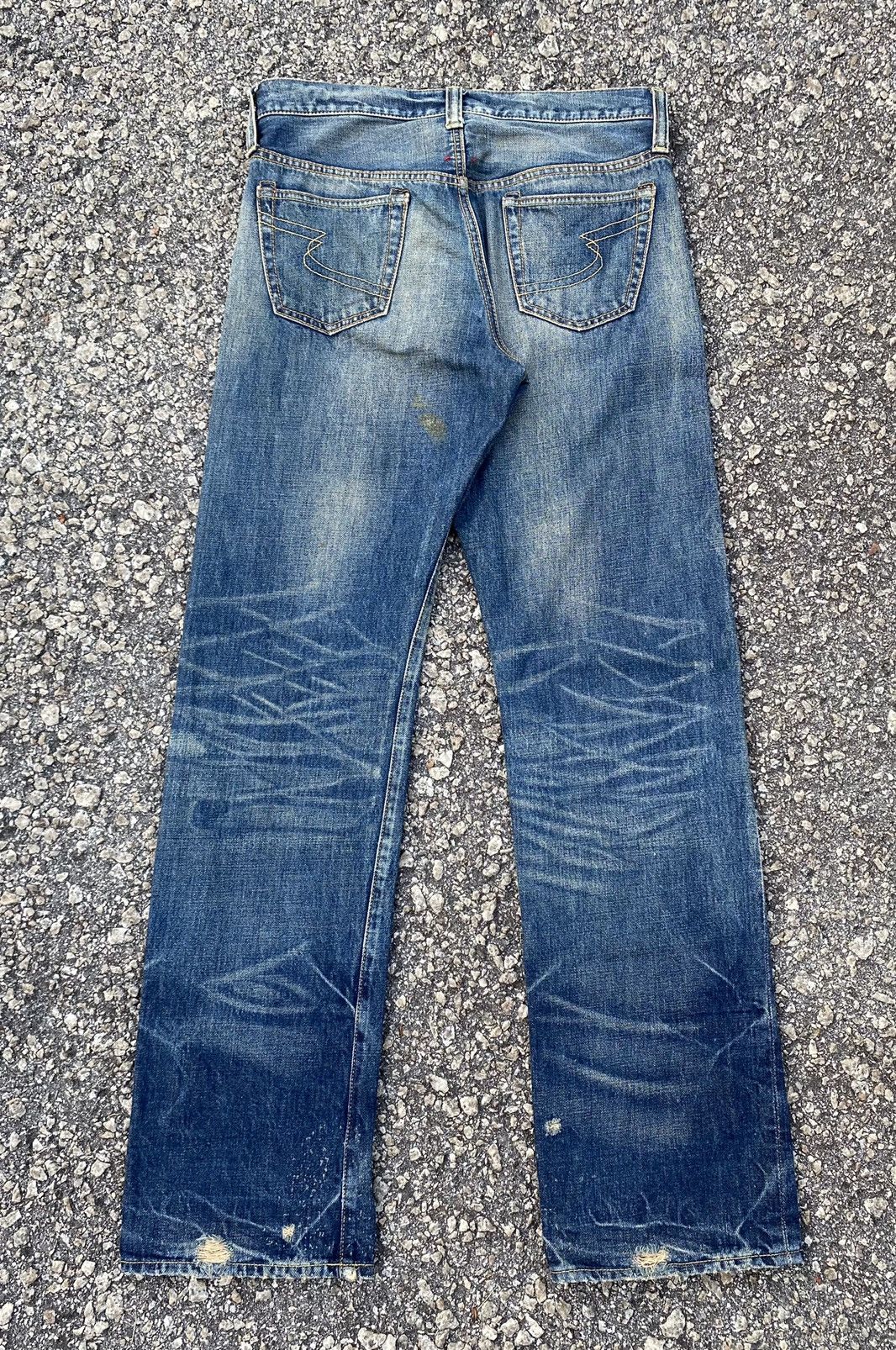 Vintage 🇯🇵 SEMANTIC DESIGN SELVEDGE REDLINE DISTRESSED DENIM JEANS Size US 31 - 8 Thumbnail