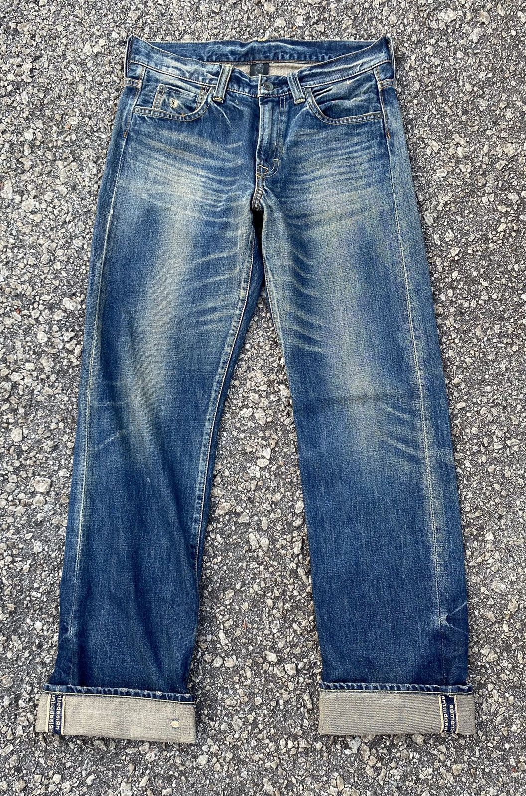 Vintage 🇯🇵 SEMANTIC DESIGN SELVEDGE REDLINE DISTRESSED DENIM JEANS Size US 31 - 2 Thumbnail