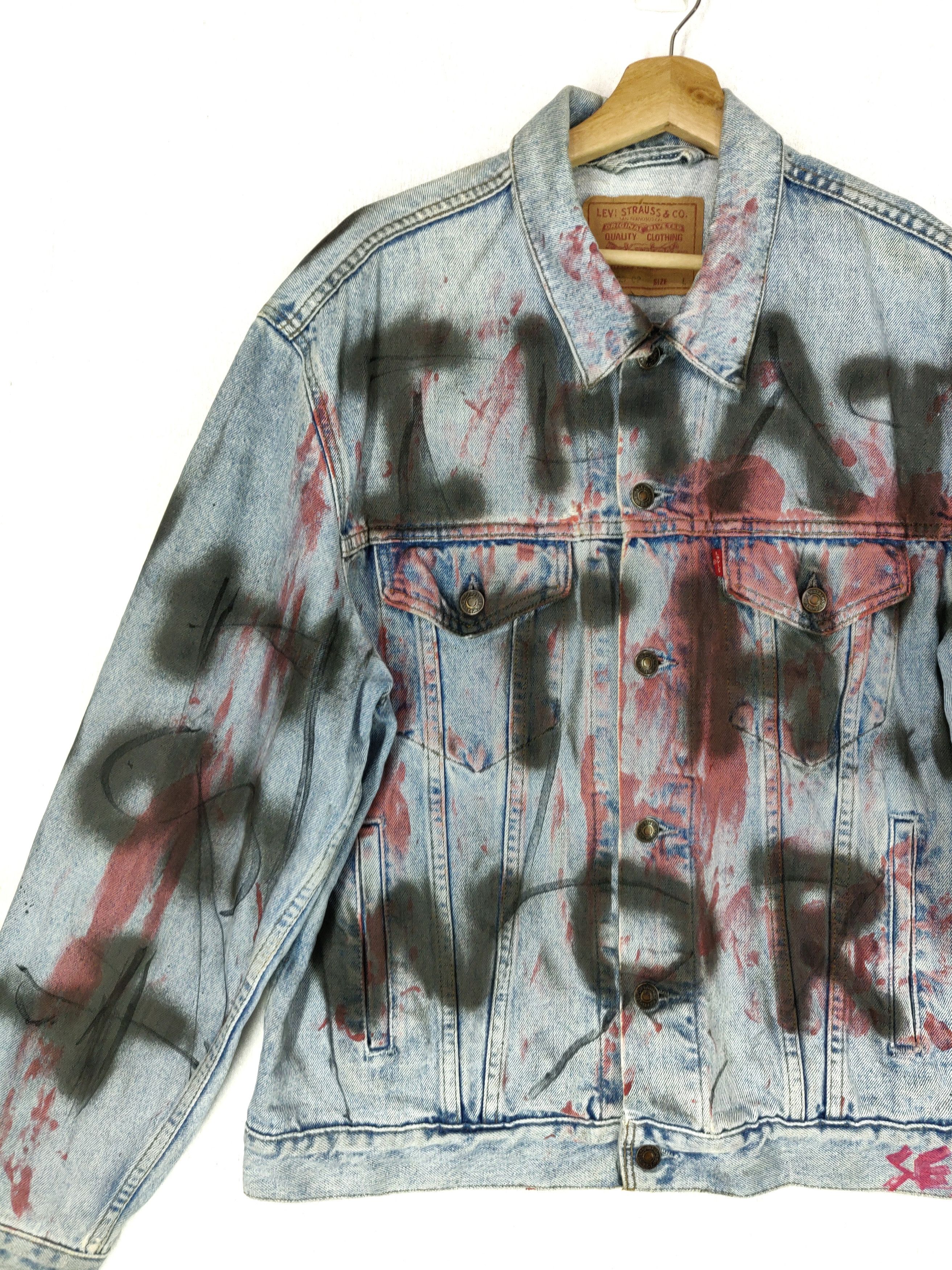 Levi's Vintage Clothing Vintage 90s Levis Custom Paint Splatter Art Denim Jacket Size US L / EU 52-54 / 3 - 3 Thumbnail