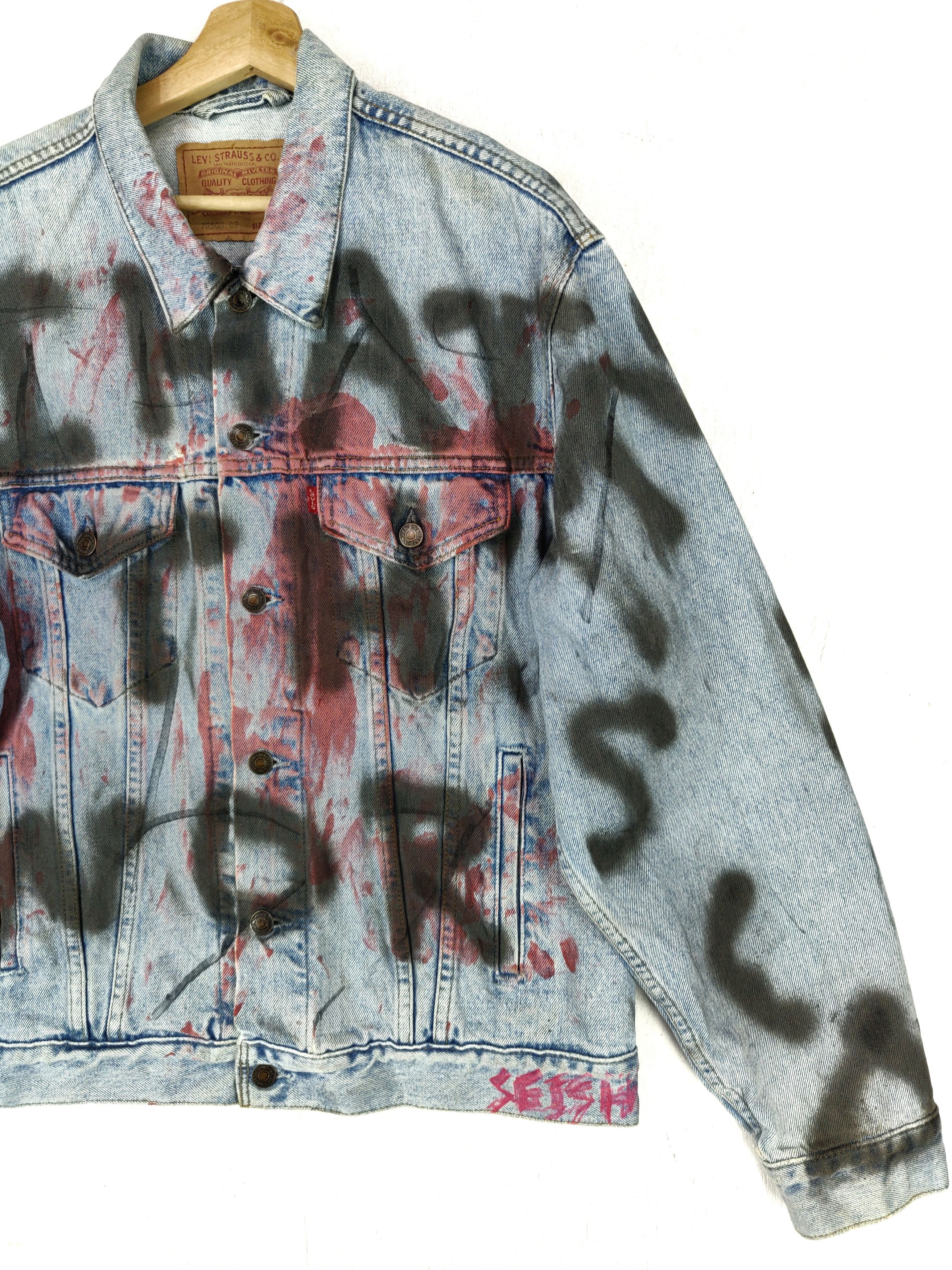 Levi's Vintage Clothing Vintage 90s Levis Custom Paint Splatter Art Denim Jacket Size US L / EU 52-54 / 3 - 4 Thumbnail