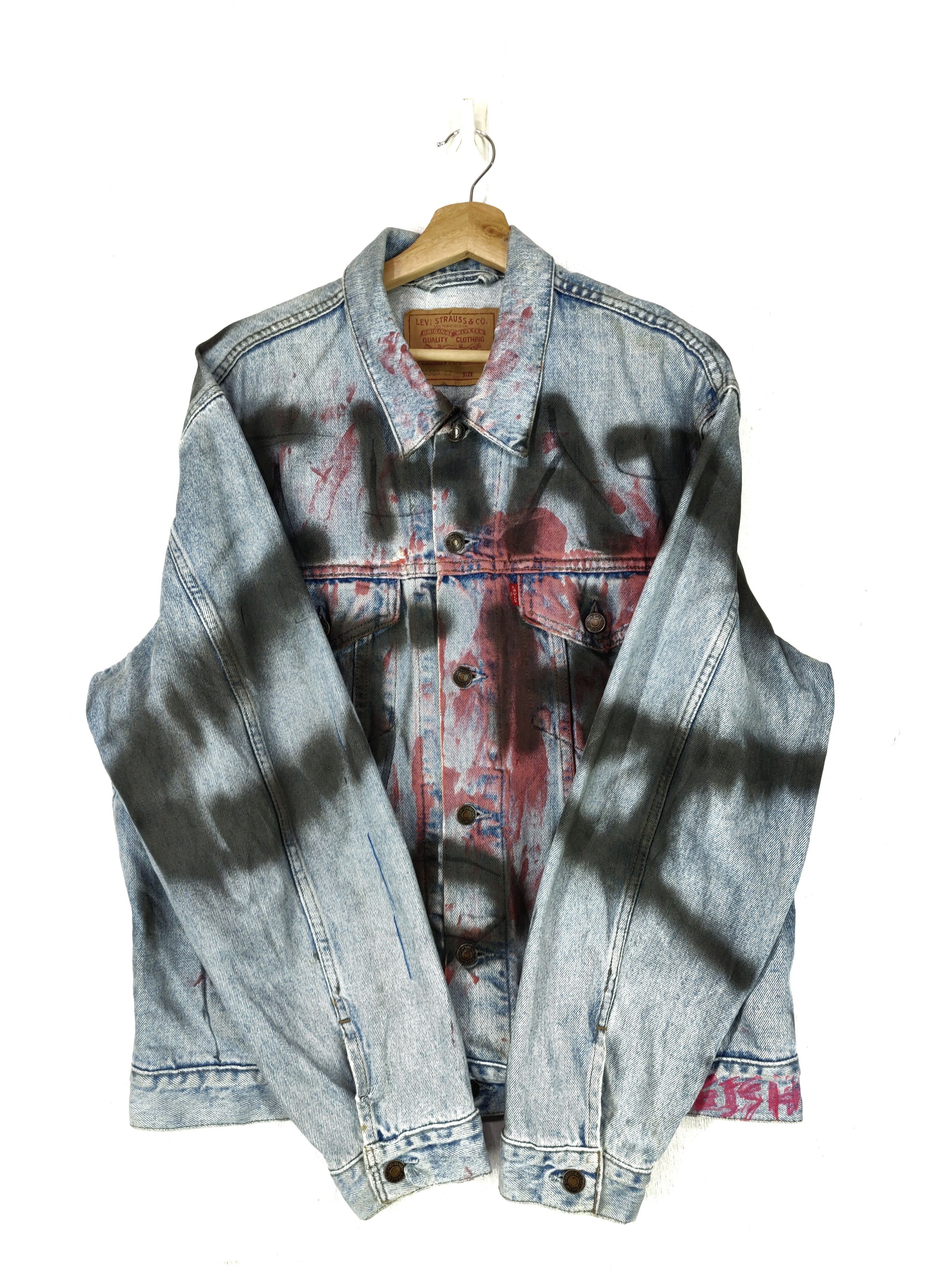 Levi's Vintage Clothing Vintage 90s Levis Custom Paint Splatter Art Denim Jacket Size US L / EU 52-54 / 3 - 5 Thumbnail