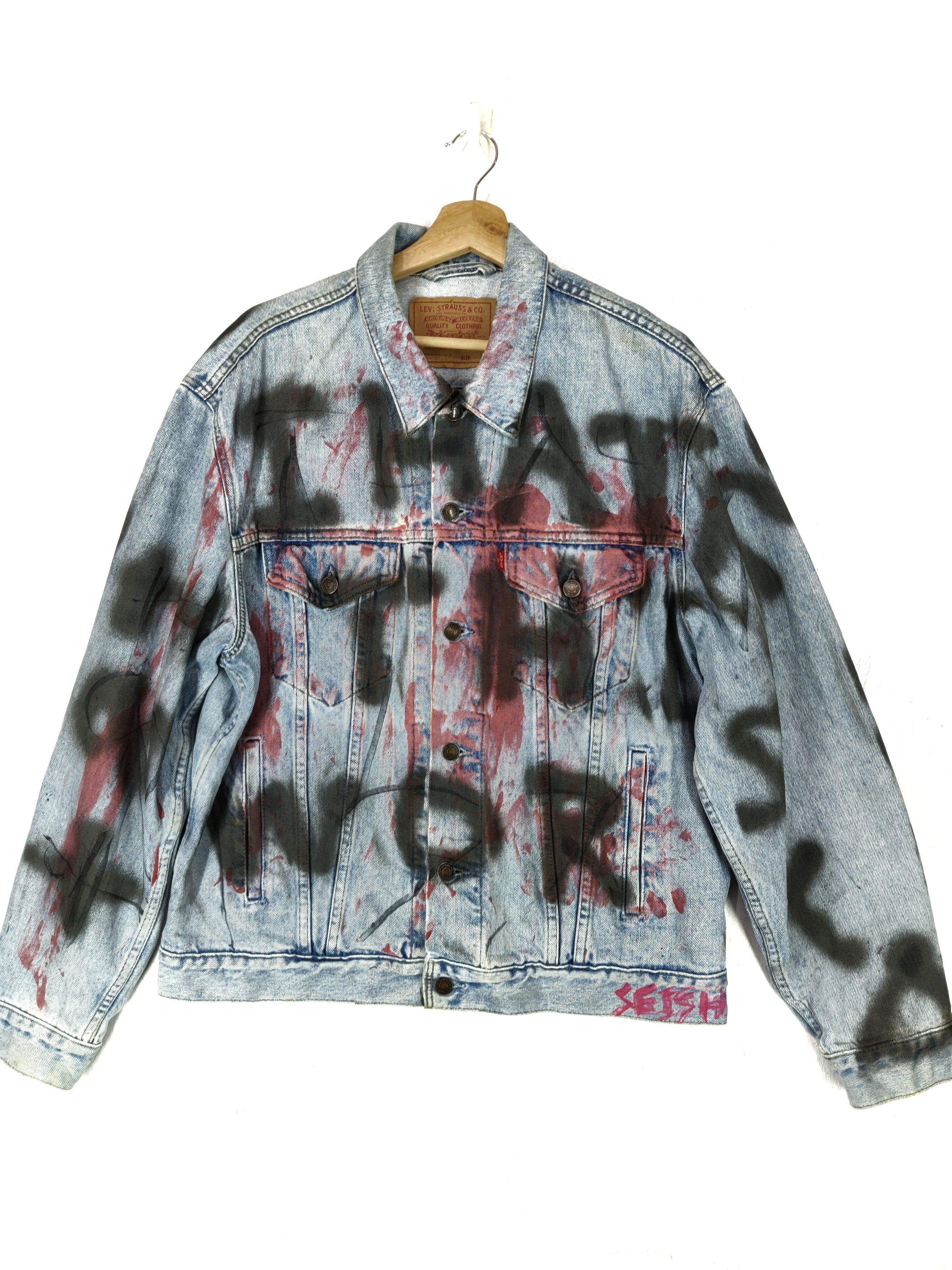 Levi's Vintage Clothing Vintage 90s Levis Custom Paint Splatter Art Denim Jacket Size US L / EU 52-54 / 3 - 1 Thumbnail