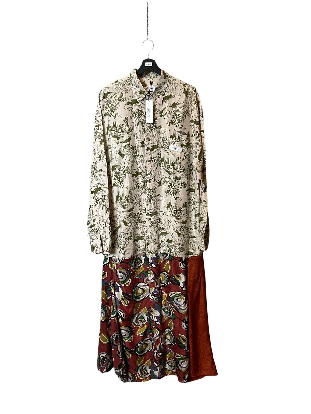 Japanese Brand ENTR - 100% silk oversize maxi dress/ shirt 1:1 Size XL / US 12-14 / IT 48-50 - 1 Thumbnail