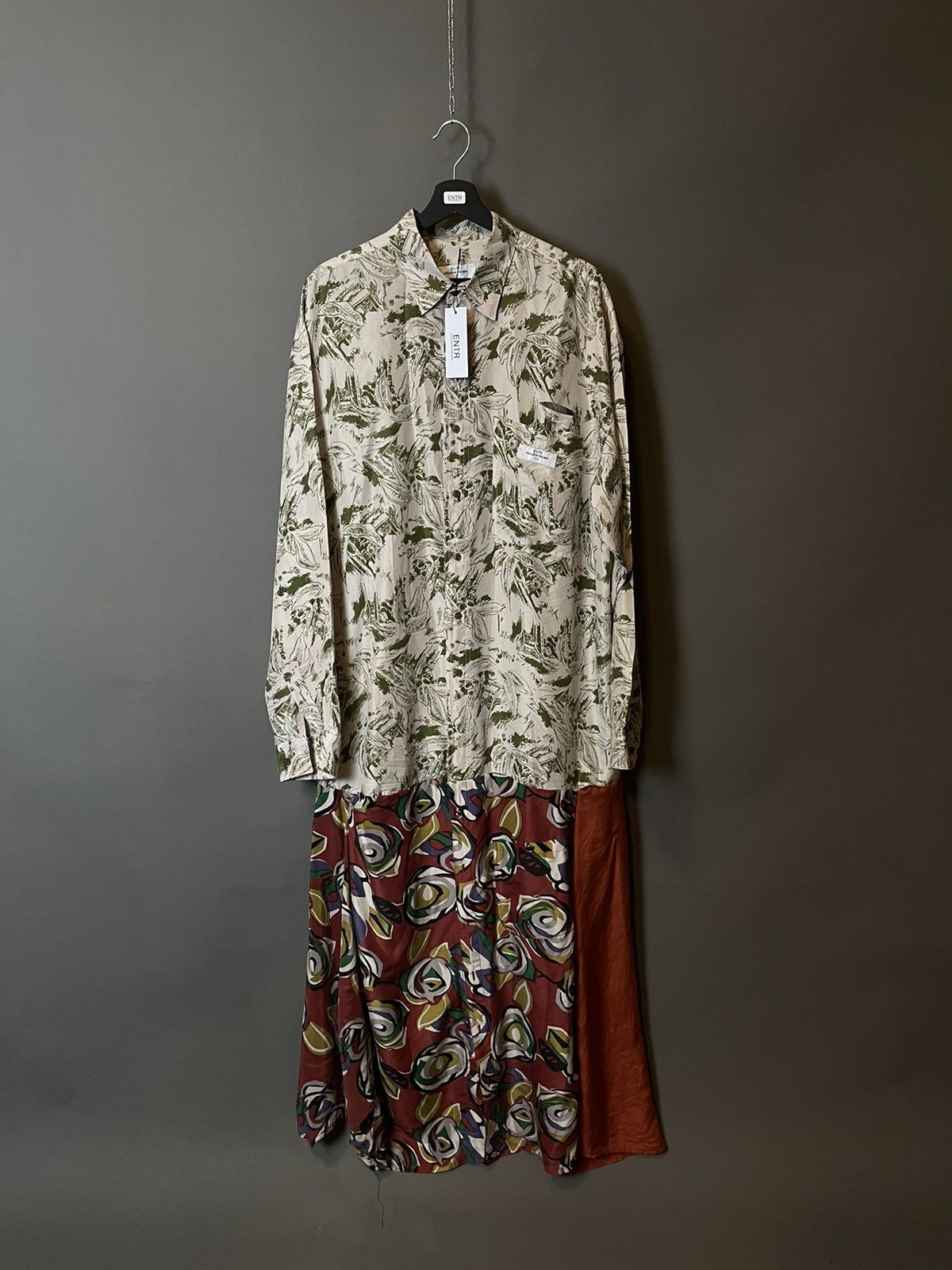 Japanese Brand ENTR - 100% silk oversize maxi dress/ shirt 1:1 Size XL / US 12-14 / IT 48-50 - 2 Thumbnail