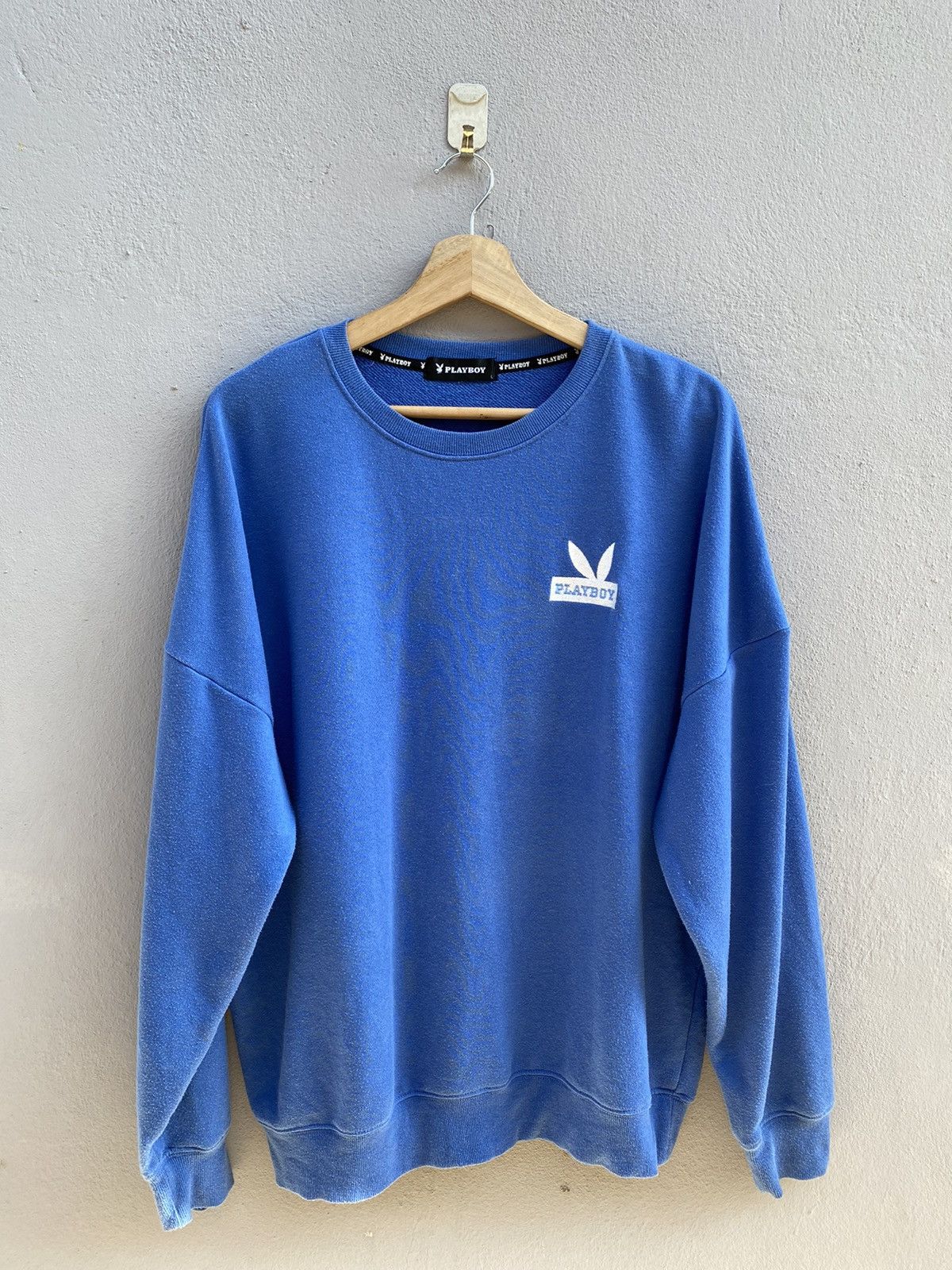 Playboy × Vintage 💥Vintage 90s PLAYBOY Embroidered Logo Jumper Sz L Royal Blue Size US L / EU 52-54 / 3 - 1 Thumbnail