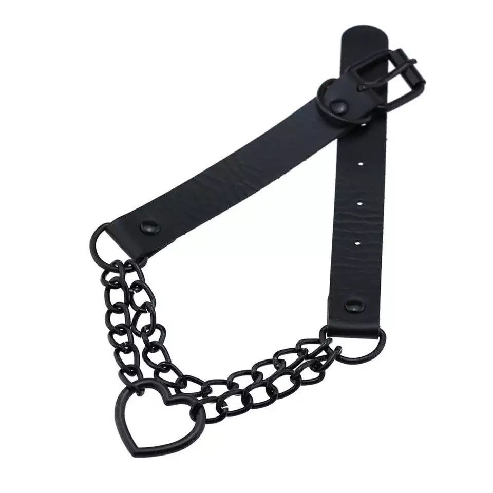Jewelry Heart Choker With Chain Goth Collar Size ONE SIZE - 2 Thumbnail