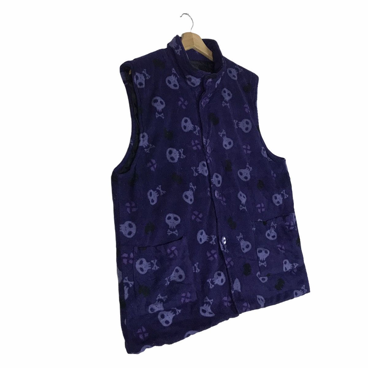 Vintage Vintage TOUKA Skull Halloween Fleece Button Vest Jacket Size US L / EU 52-54 / 3 - 3 Thumbnail