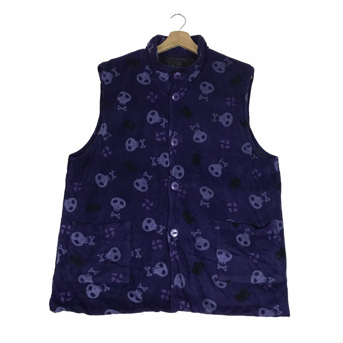 Vintage Vintage TOUKA Skull Halloween Fleece Button Vest Jacket Size US L / EU 52-54 / 3 - 1 Thumbnail