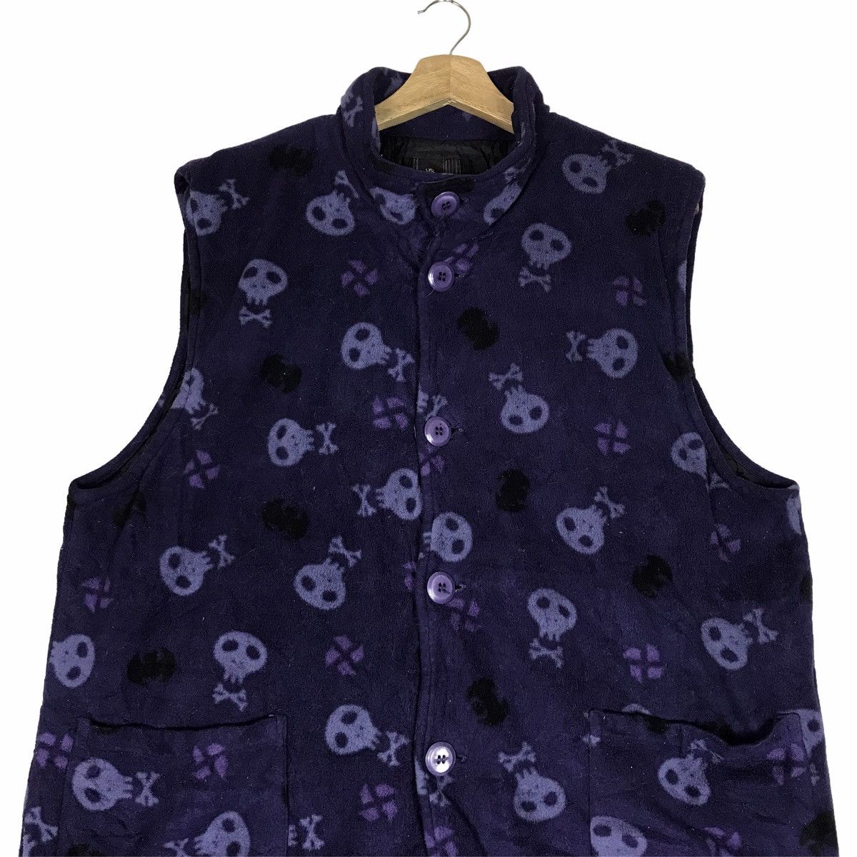 Vintage Vintage TOUKA Skull Halloween Fleece Button Vest Jacket Size US L / EU 52-54 / 3 - 2 Thumbnail