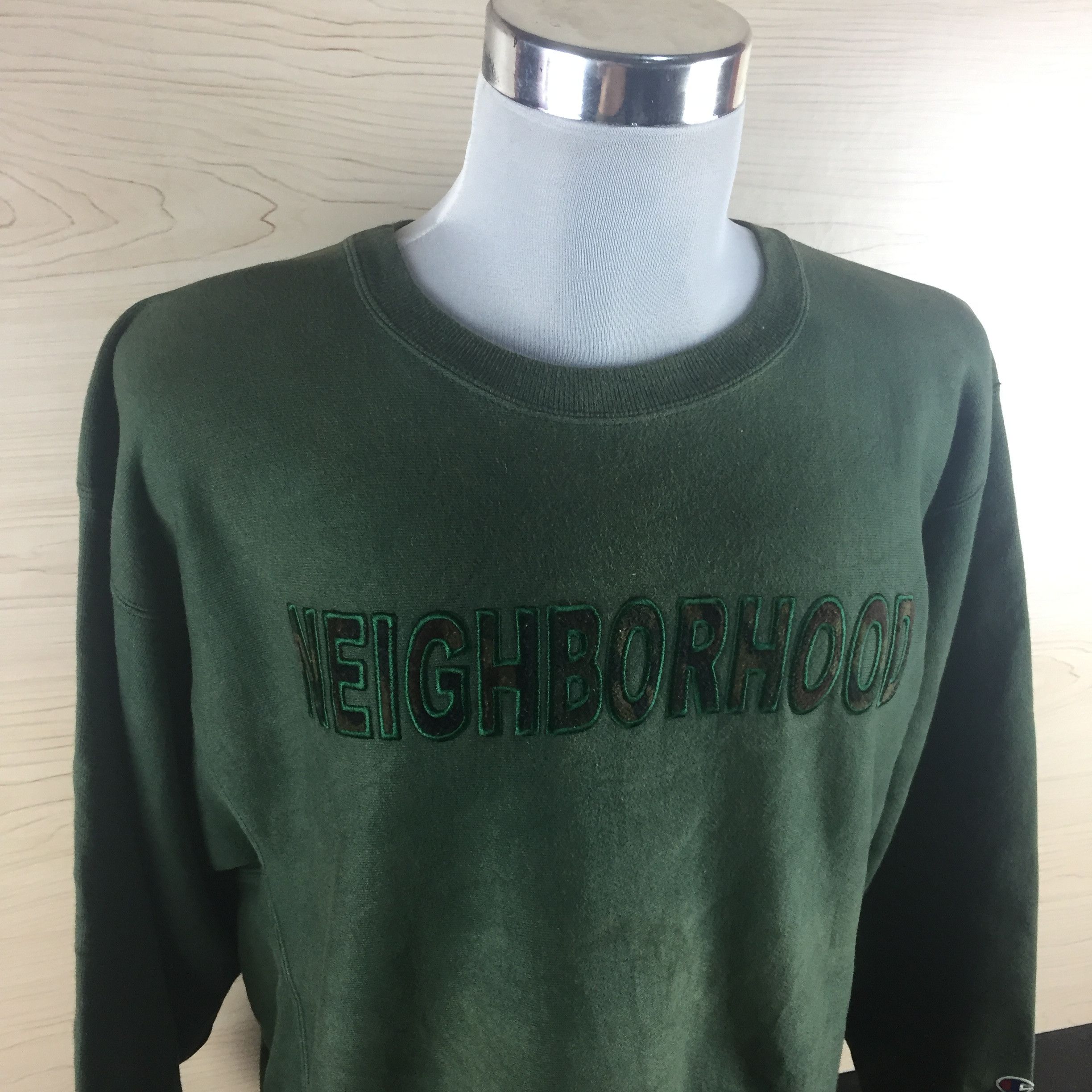 Champion Vintage Neighborhood Green Sweatshirt Size US L / EU 52-54 / 3 - 3 Thumbnail