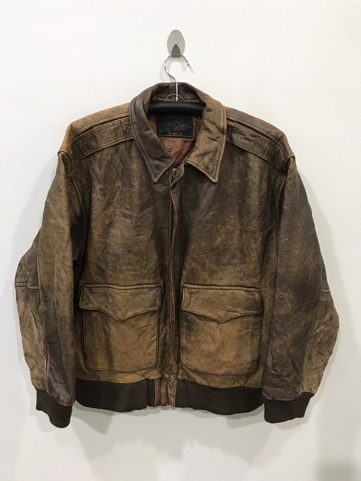 Genuine Leather Vintage A2 Leather Jacket US AIR Force Repro Size US L / EU 52-54 / 3 - 1 Thumbnail