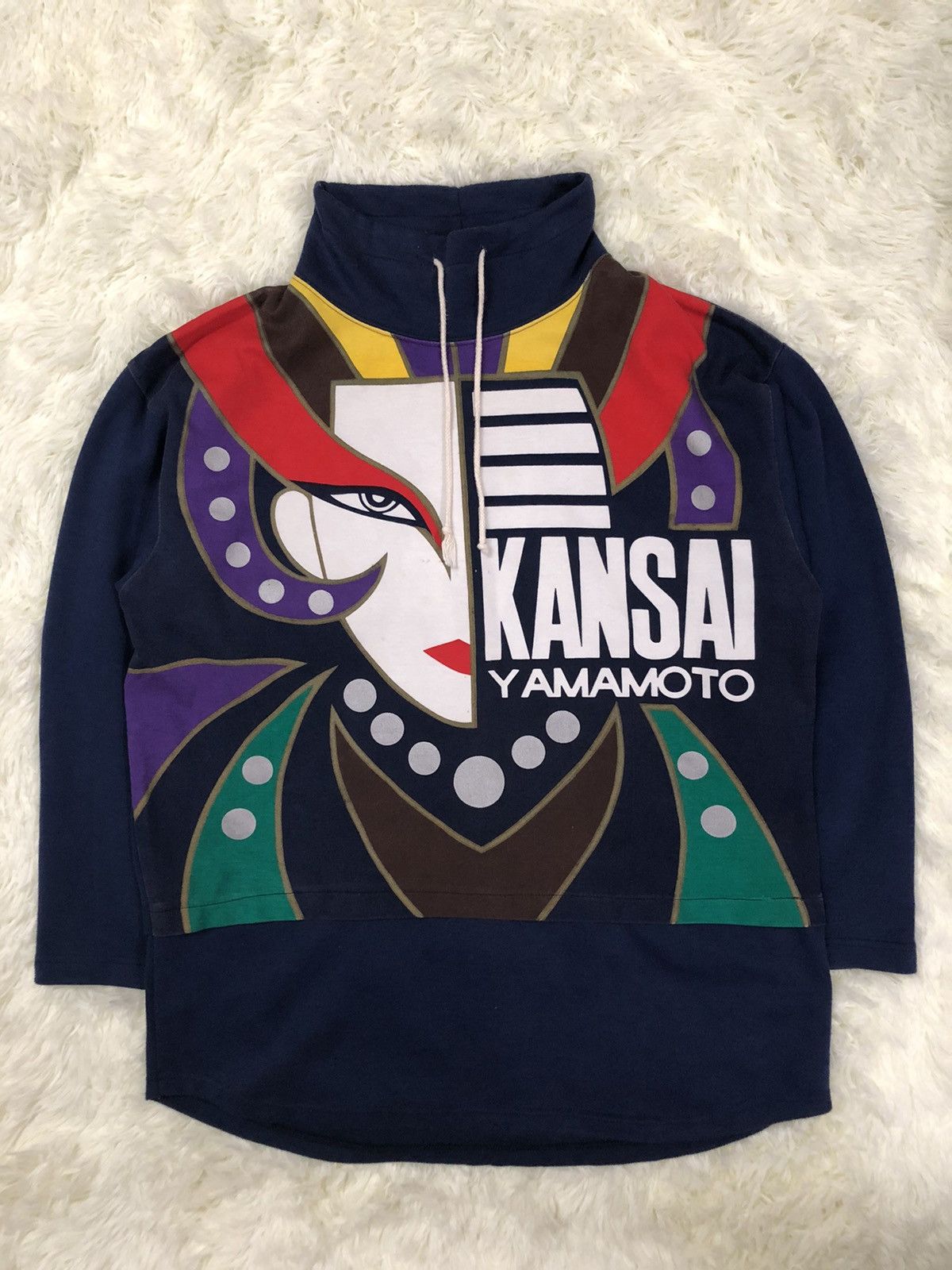 Kansai Yamamoto Kansai Yamamoto 1980’s Basara Drawstring Mockneck Sweatshirt Size US M / EU 48-50 / 2 - 1 Thumbnail