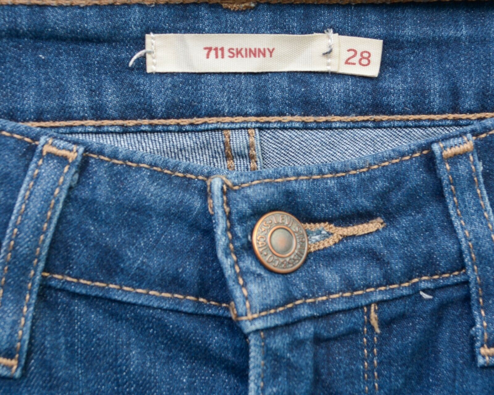 Levi's 711 Skinny Womens W28 L32 Mid Rise Jeans Trousers Slim Pants Size 28" / US 6 / IT 42 - 3 Thumbnail