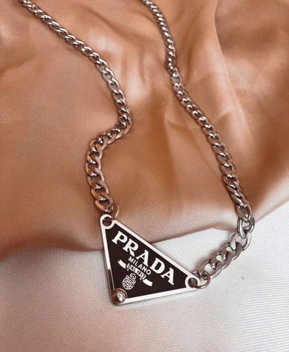 Prada Triangle Logo Repurposed Necklace