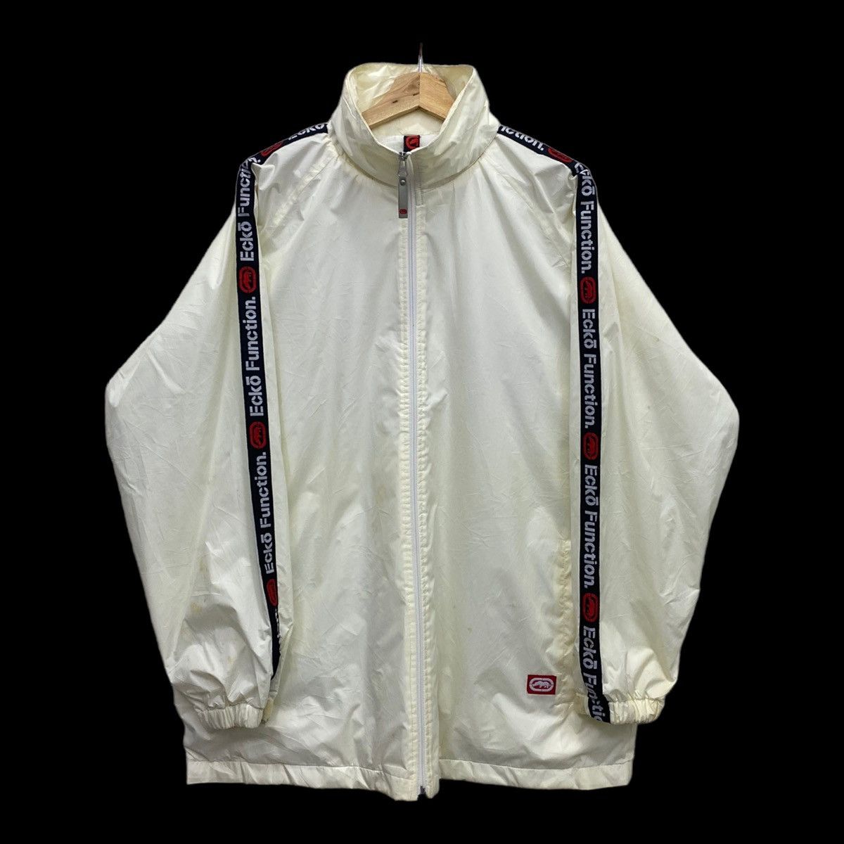 image of Ecko Unltd x Jnco Ecko Function Side Tape Logo Zipper Light Jacket in White, Men's (Size XL)