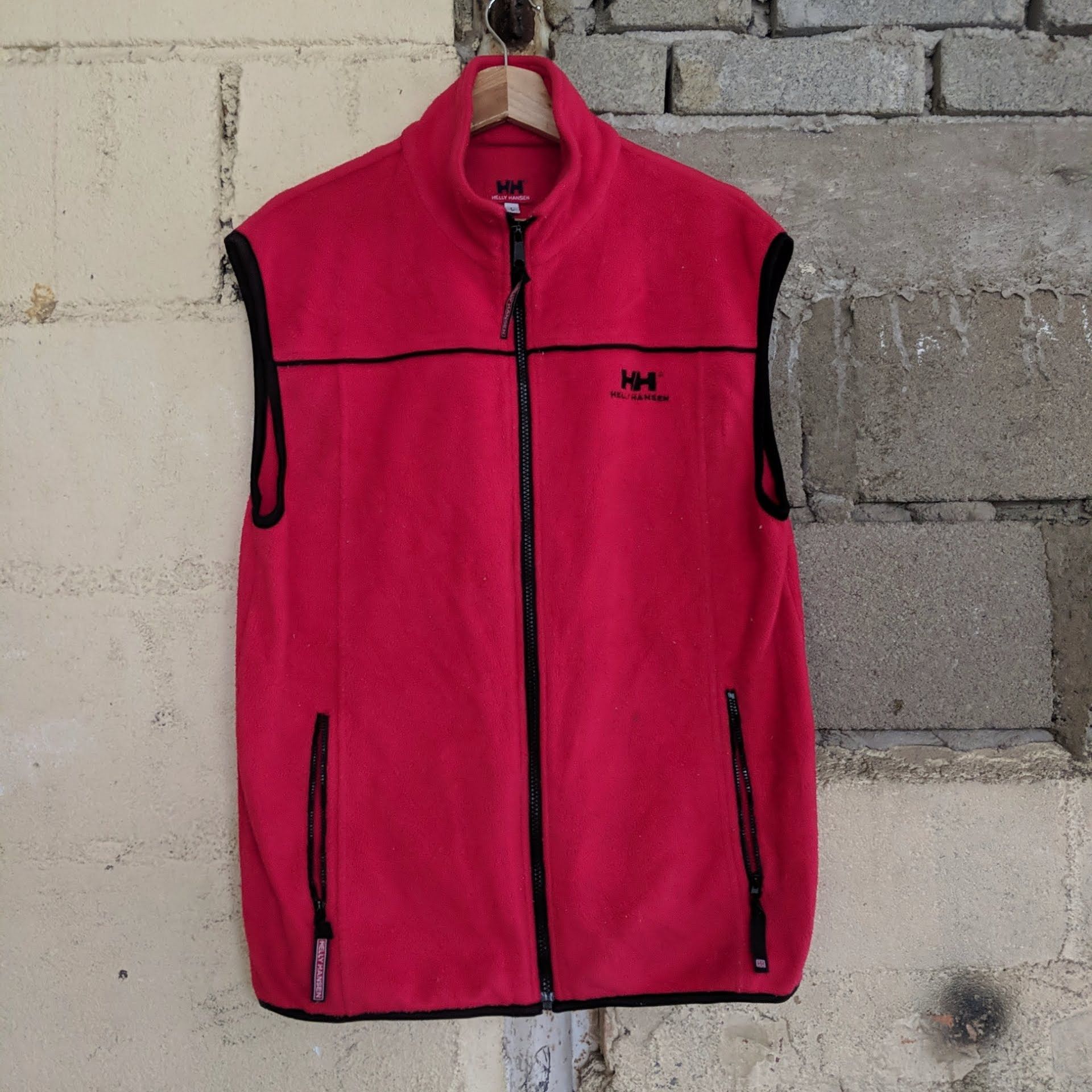 Japanese Brand Vintage Helly Hansen Red Retro-x Zip Sweater Sleeveless Size US M / EU 48-50 / 2 - 1 Thumbnail