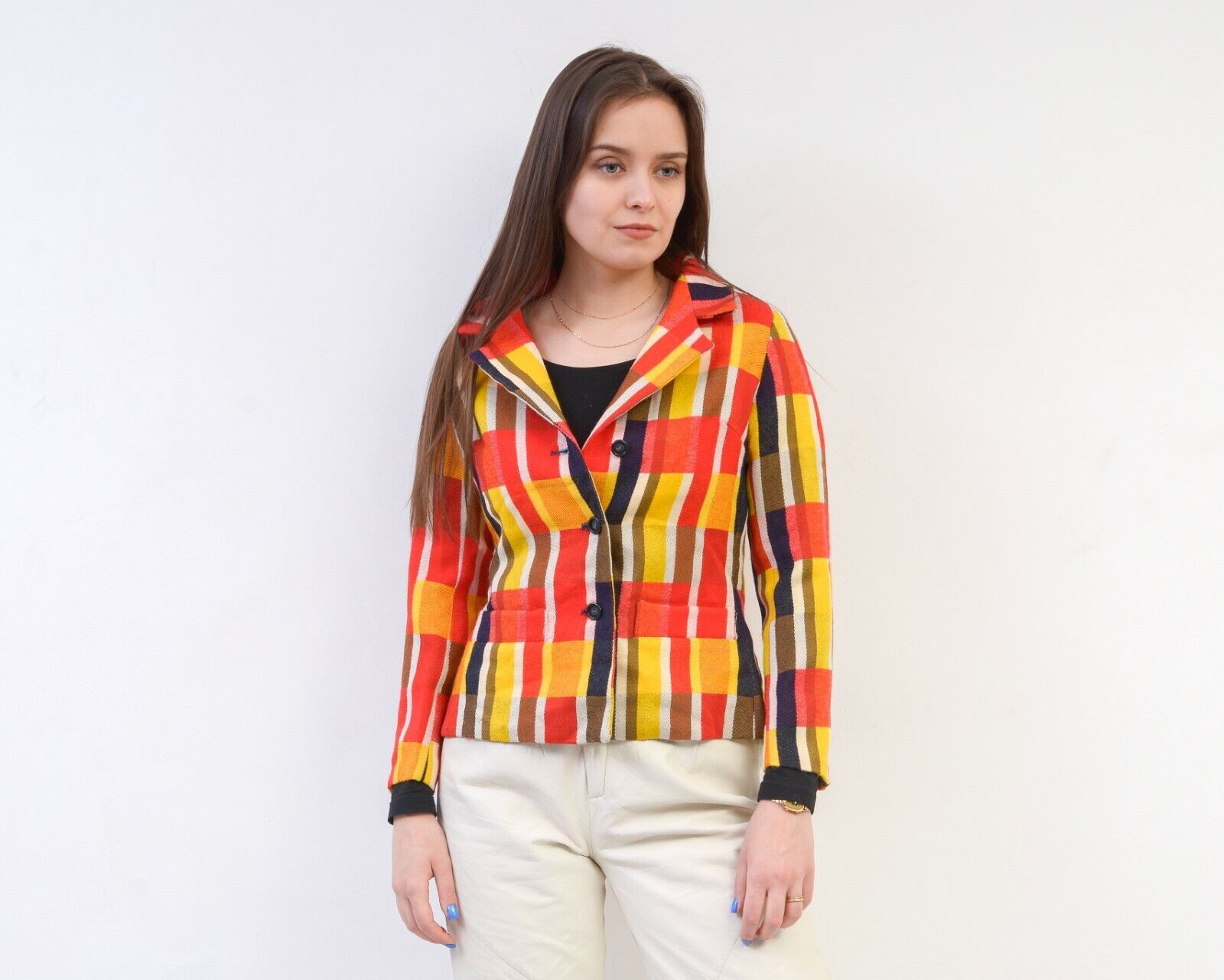 Other × Vintage 60's Blazer Colourful Jacket Colour Blocks Coat Button Up Size XS / US 0-2 / IT 36-38 - 1 Thumbnail