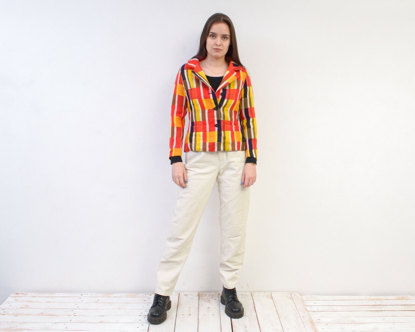 Other × Vintage 60's Blazer Colourful Jacket Colour Blocks Coat Button Up Size XS / US 0-2 / IT 36-38 - 2 Thumbnail