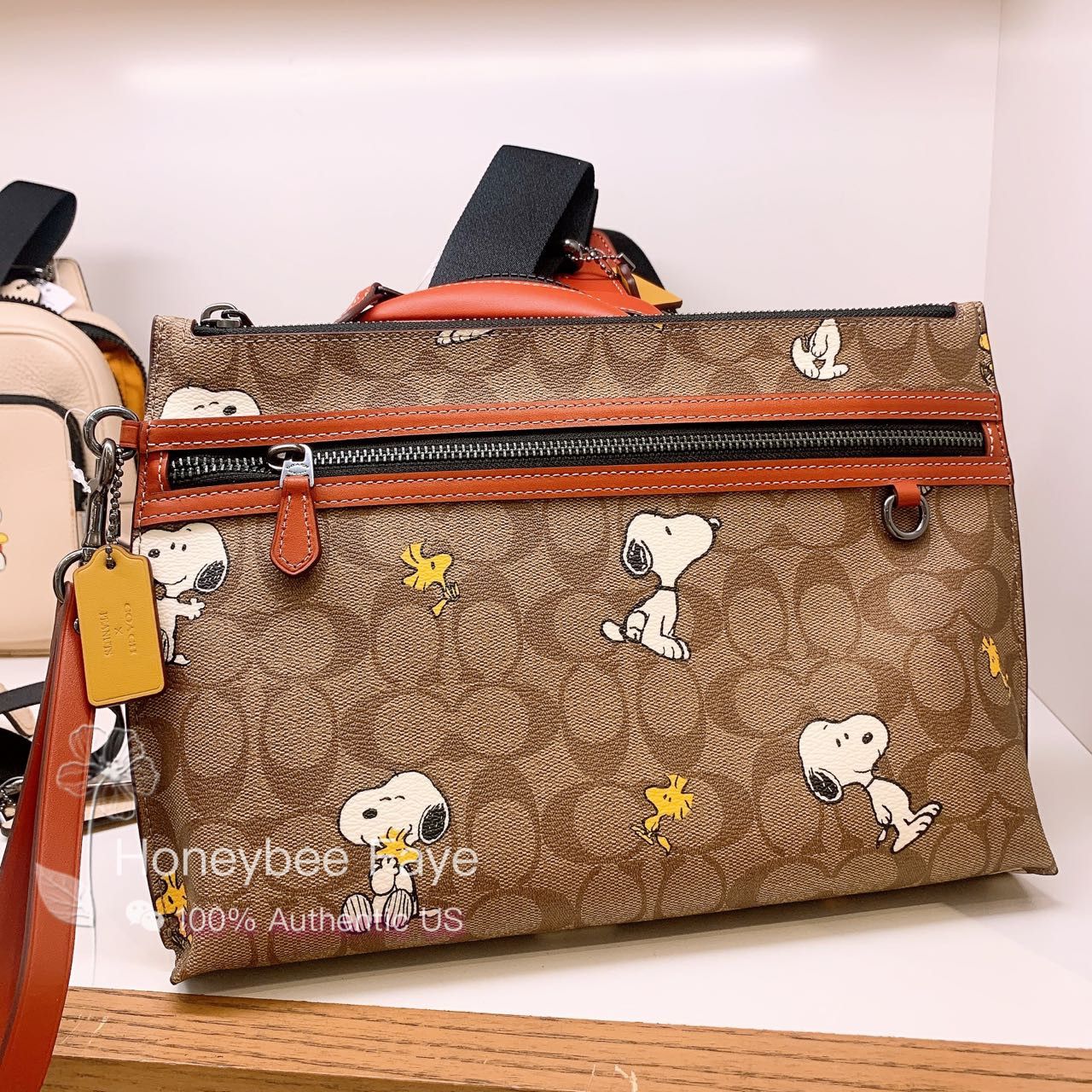 Coach X popular Peanuts Carry All Pouch In Signature Canvas With Snoopy Woodstock Print