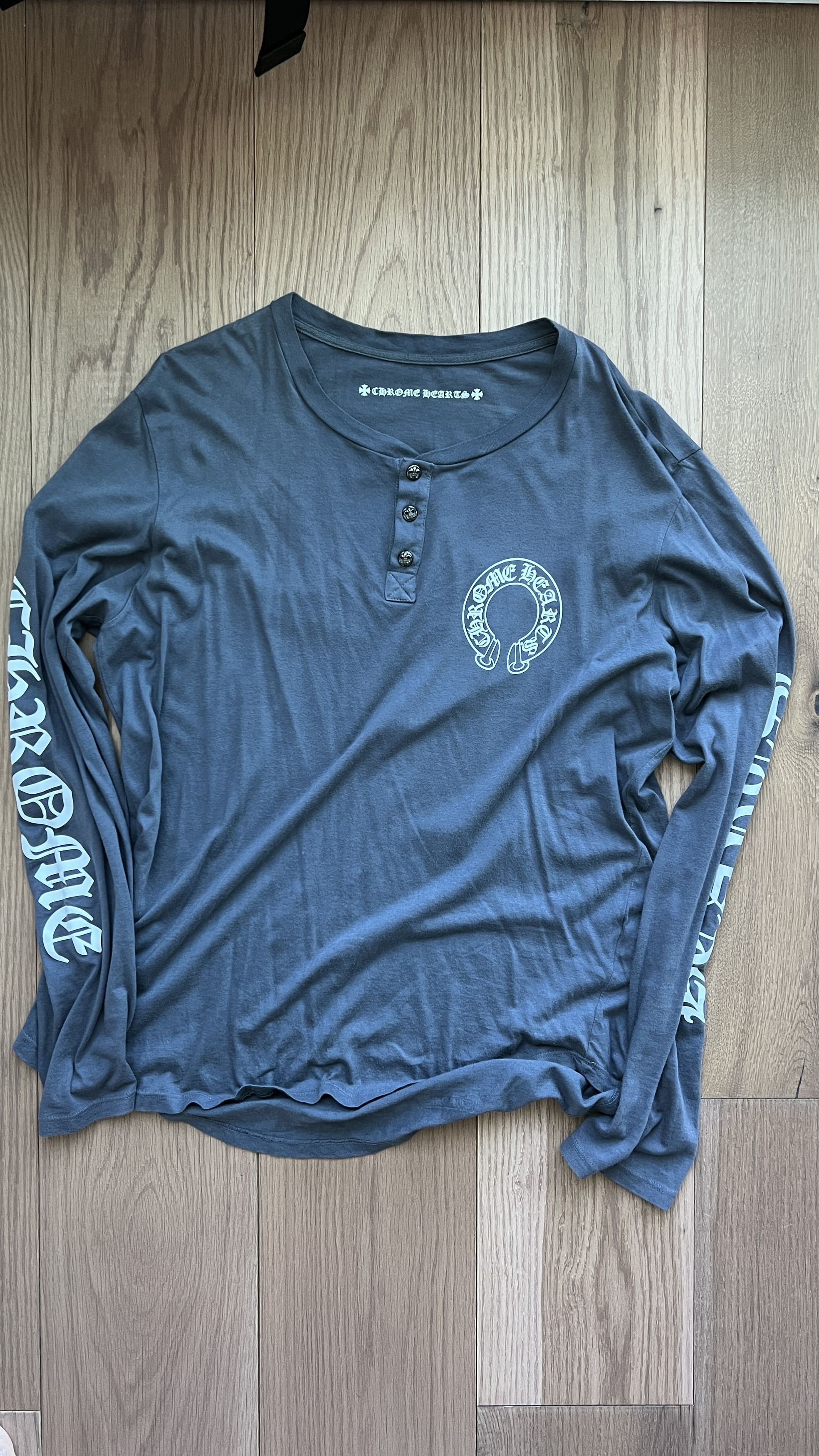 image of Chrome Hearts Henley in Grey, Men's (Size XL)