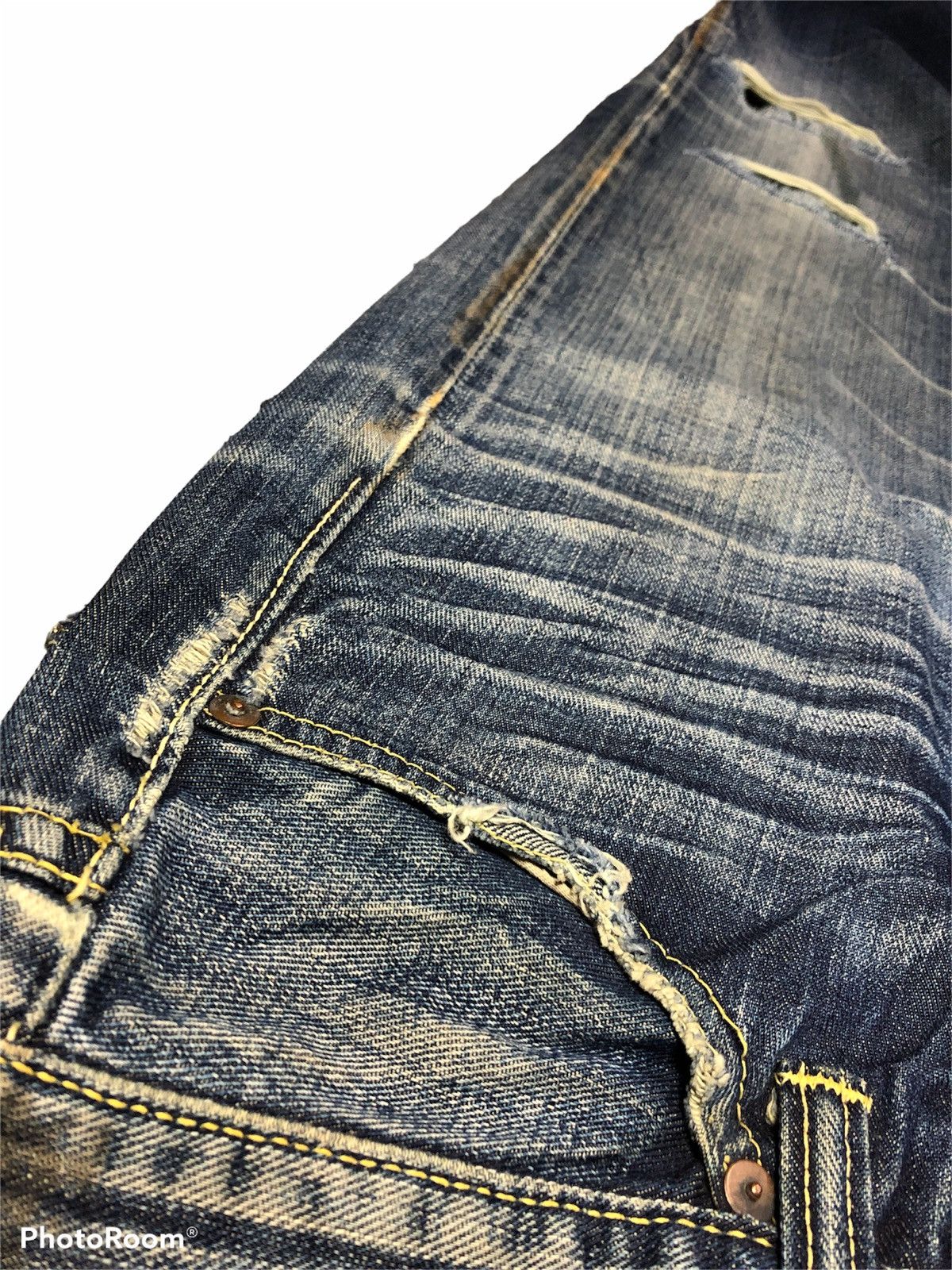 Designer DAMAGED DISTRESSED SELVEDGE DENIM BY T.M.T BIG HOLIDAY Size US 30 / EU 46 - 8 Thumbnail
