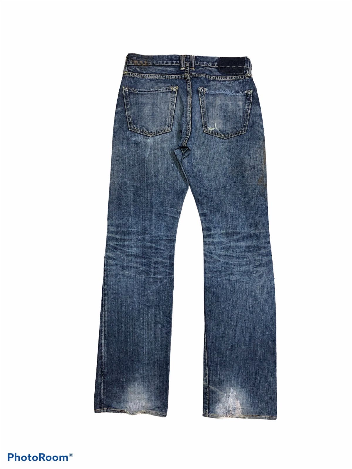 Designer DAMAGED DISTRESSED SELVEDGE DENIM BY T.M.T BIG HOLIDAY Size US 30 / EU 46 - 2 Thumbnail
