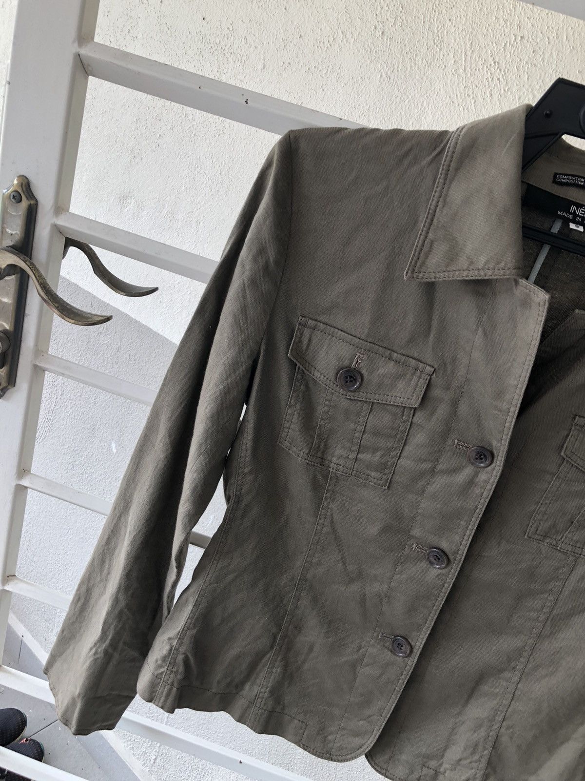 Ined by Yohji Yamamoto light denim jacket olive green