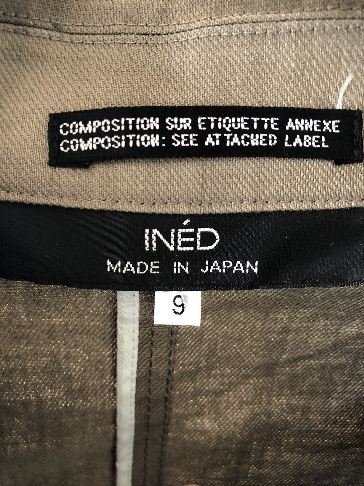 Ined by Yohji Yamamoto light denim jacket olive green
