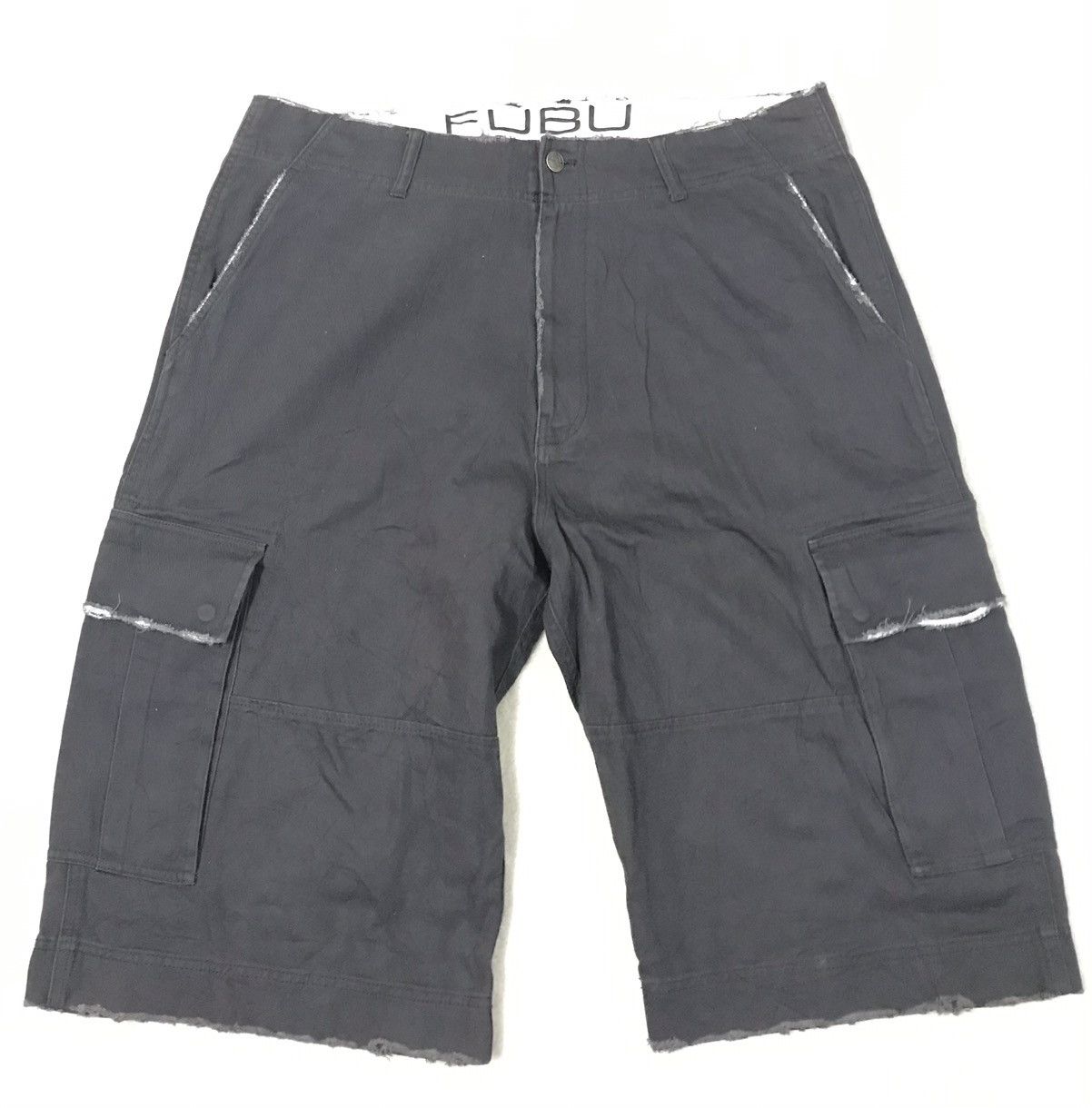 Fubu Silver Jeans Fubu Short Pants Cargo Style Distressed Size 38