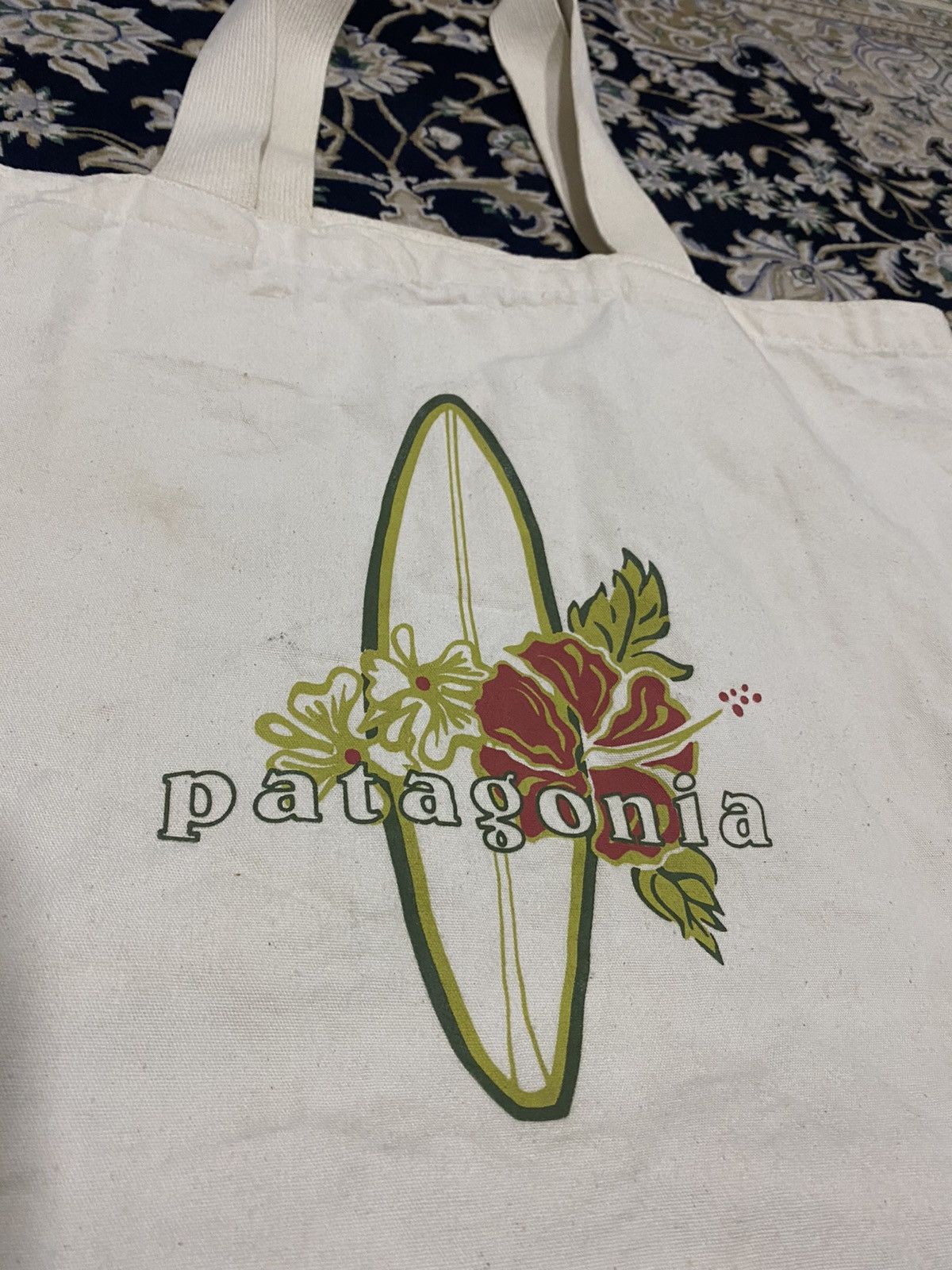 PATAGONIA Hawaii Exclusive Tote Bag Hibiscus Surfing Motive