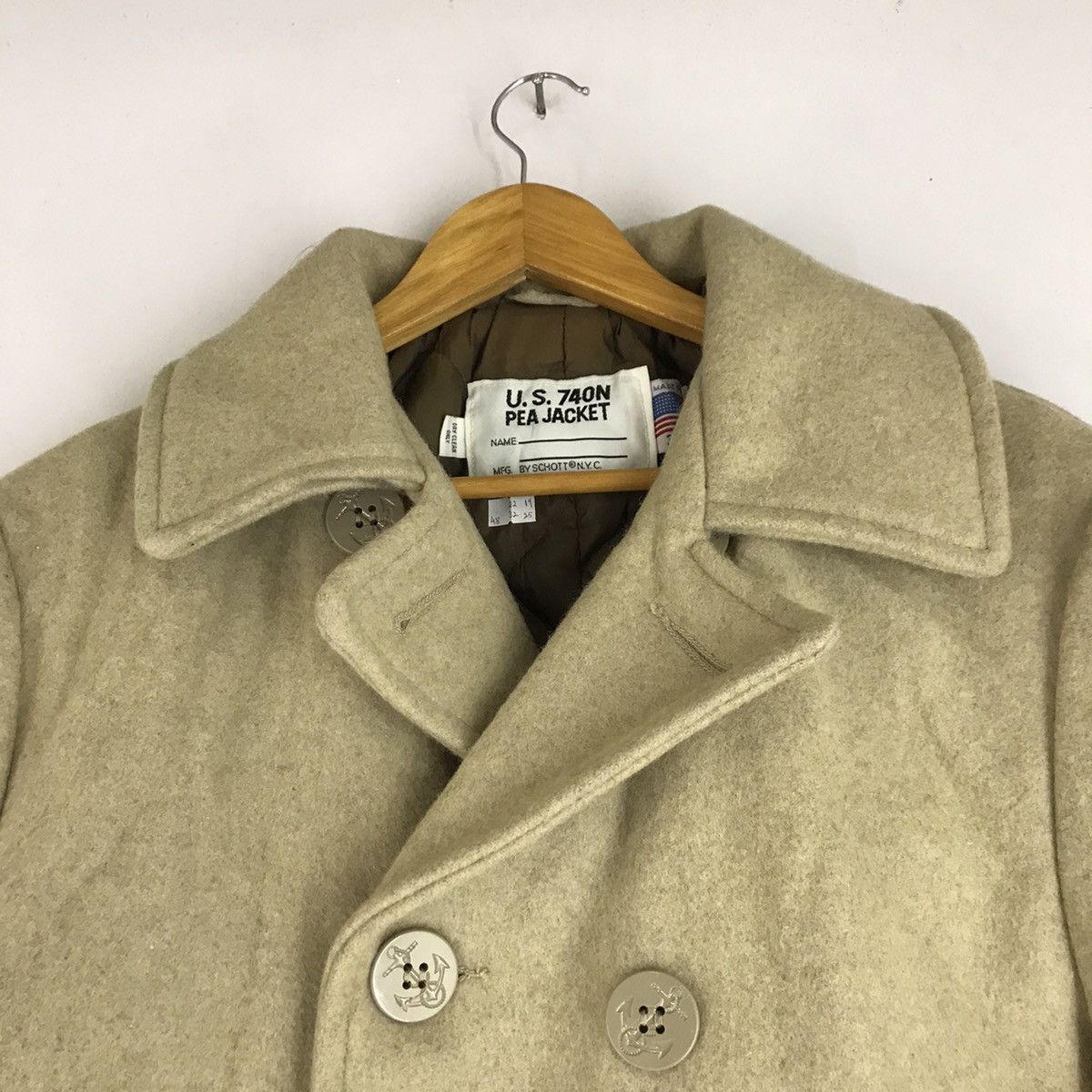Schott Vintage Schott U.S.740N Wool Khaki Double Breast Jacket Size US S / EU 44-46 / 1 - 3 Thumbnail